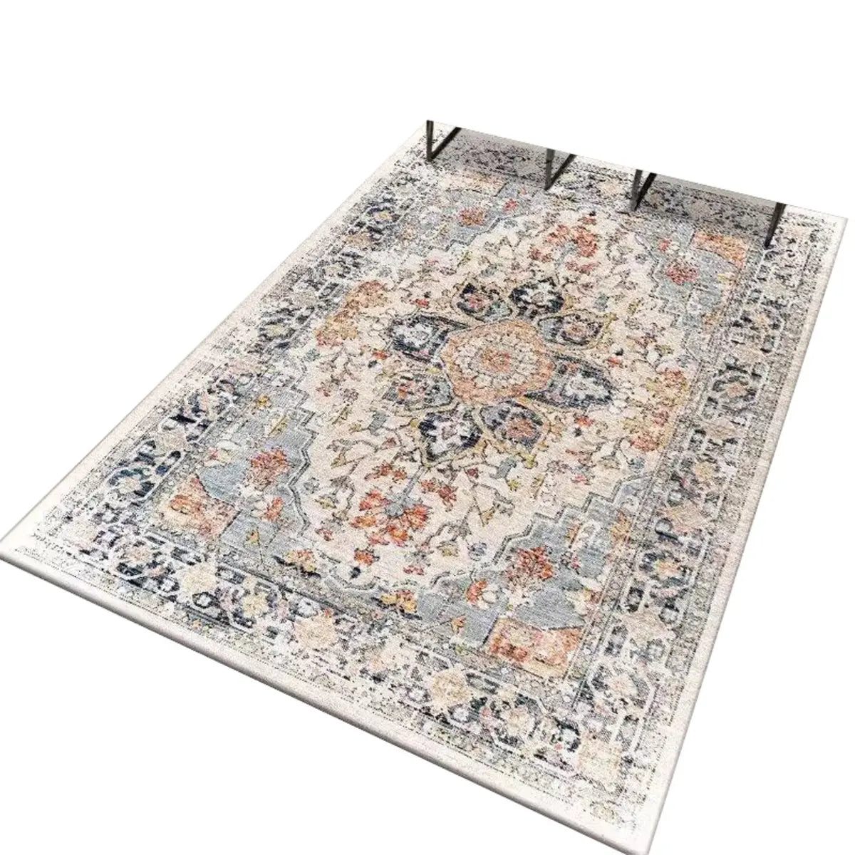 Boho-Chic Geometric Pattern Synthetic Red Area Rug Image - 5