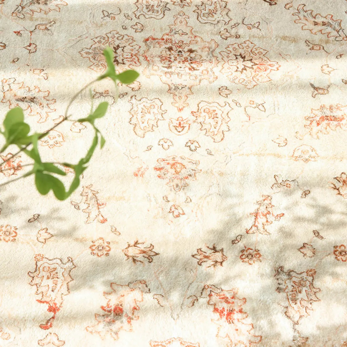 Boho Rectangle Cotton Beige Living Room Area Rug Image - 1