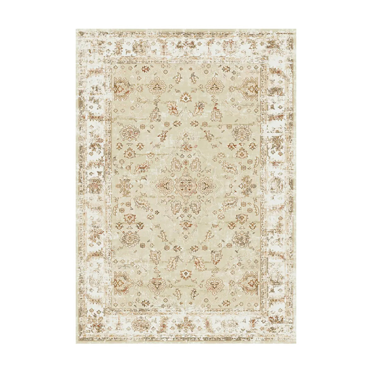 Boho Rectangle Cotton Beige Living Room Area Rug Image - 2