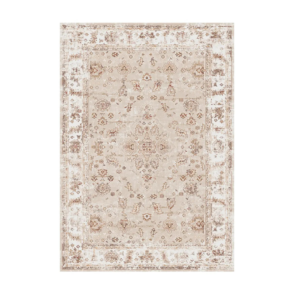Boho Rectangle Cotton Beige Living Room Area Rug Image - 3