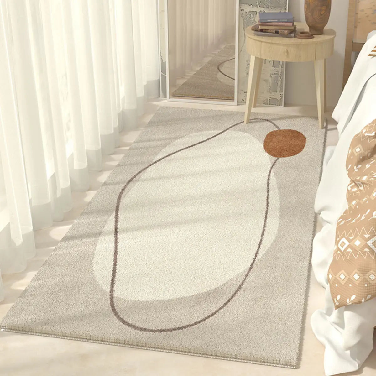 Boho Rectangular Cotton Gray Bedroom Area Rug Image - 10