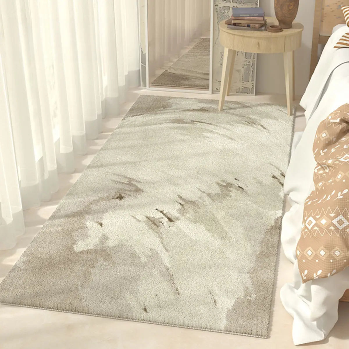 Boho Rectangular Cotton Gray Bedroom Area Rug Image - 11