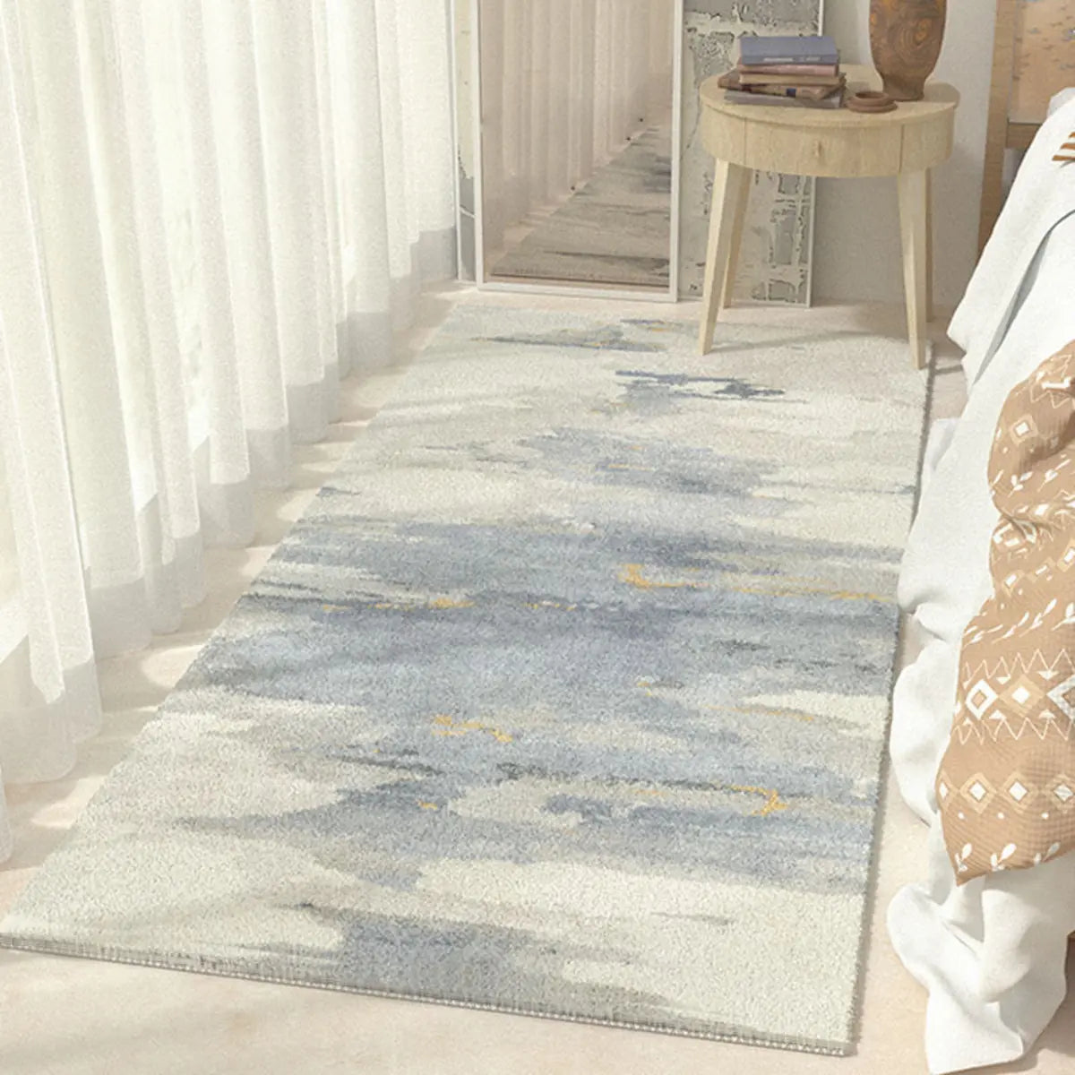 Boho Rectangular Cotton Gray Bedroom Area Rug Image - 13