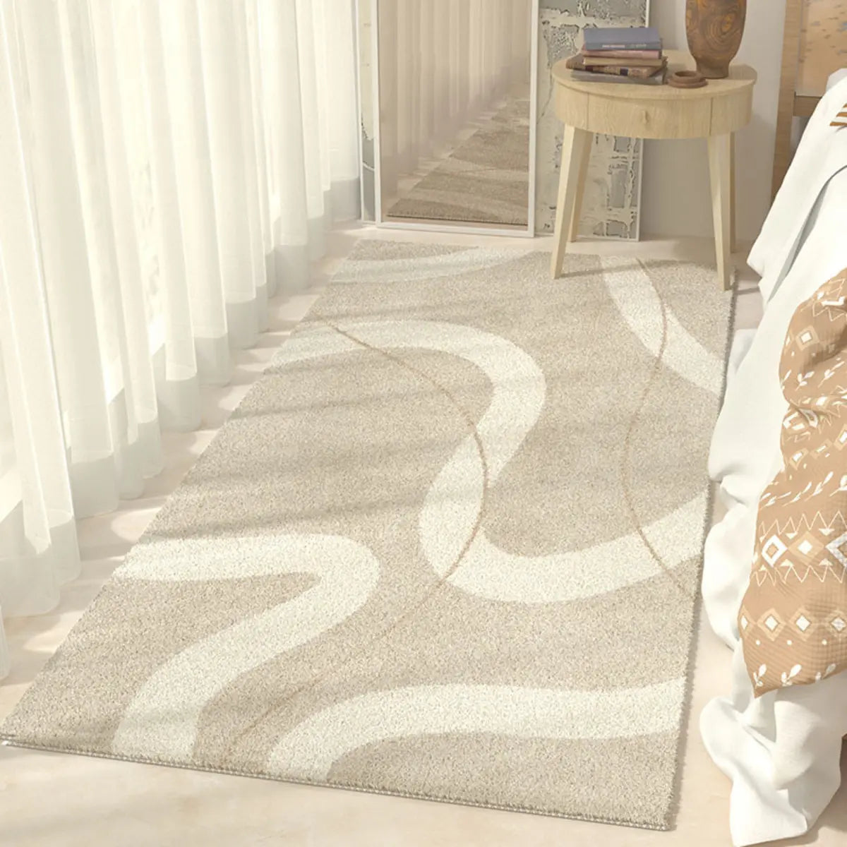 Boho Rectangular Cotton Gray Bedroom Area Rug Image - 14