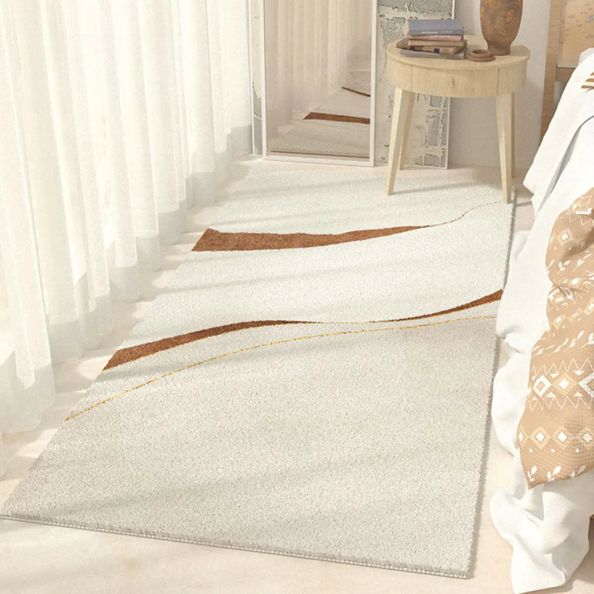 Boho Rectangular Cotton Gray Bedroom Area Rug Image - 15