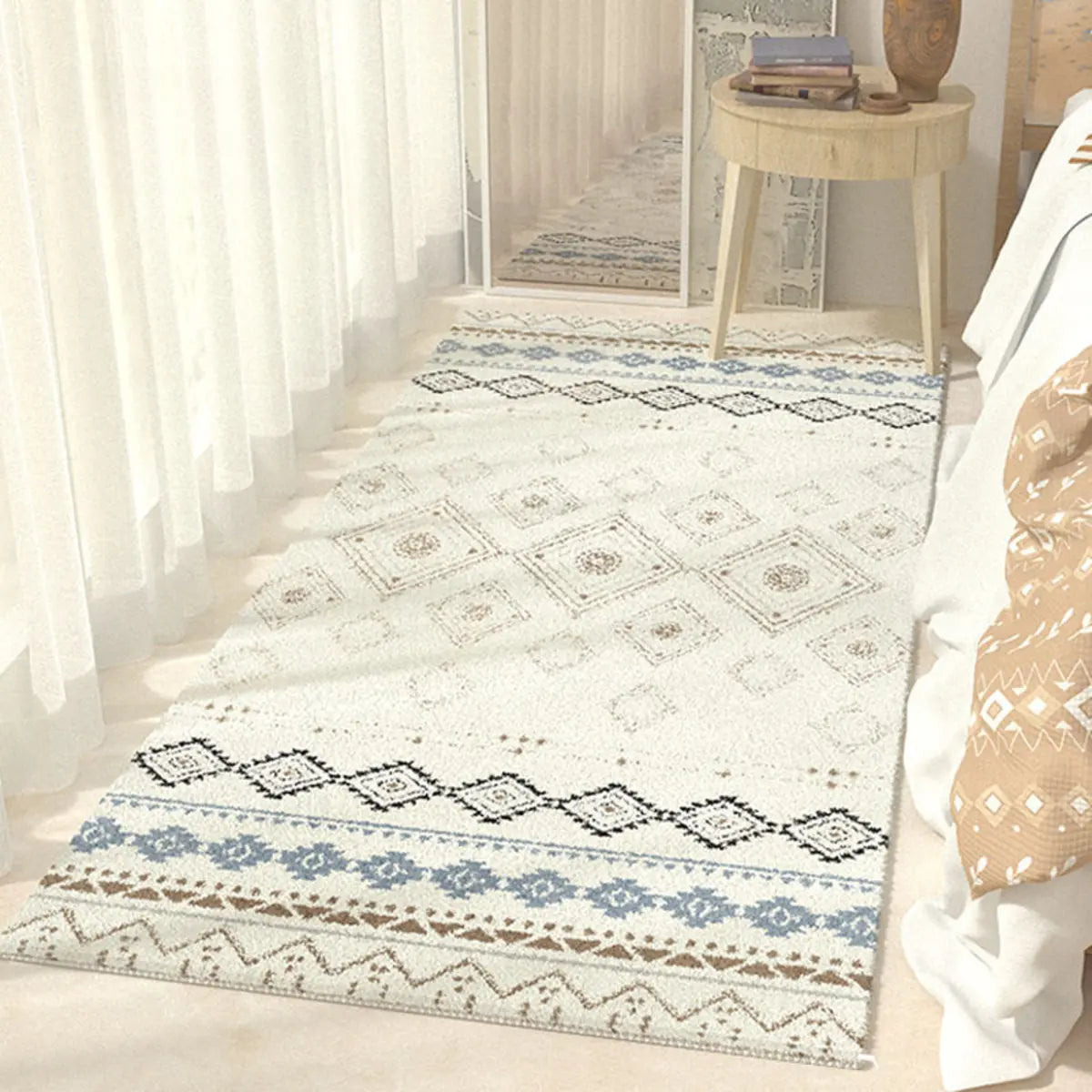 Boho Rectangular Cotton Gray Bedroom Area Rug Image - 17