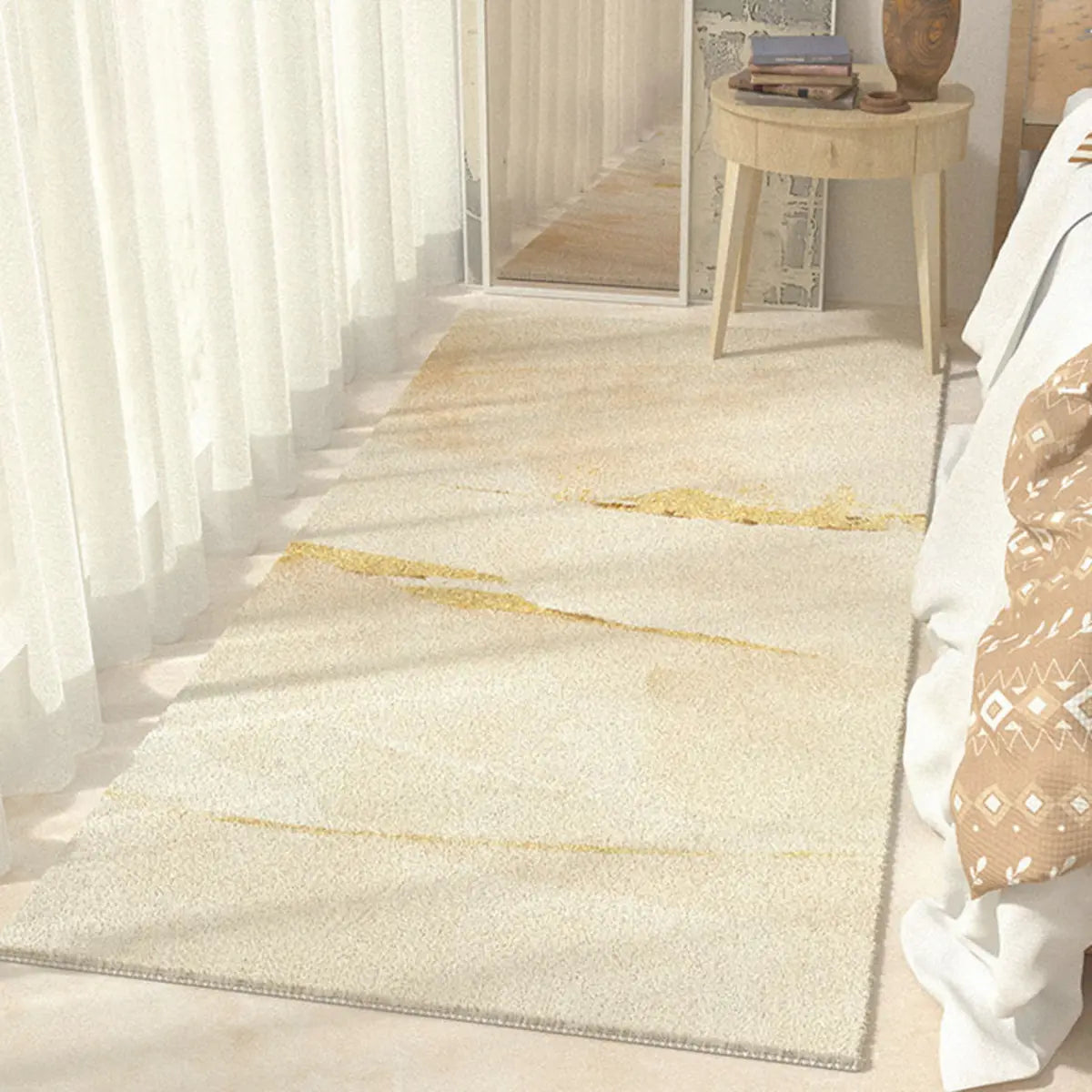 Boho Rectangular Cotton Gray Bedroom Area Rug Image - 18