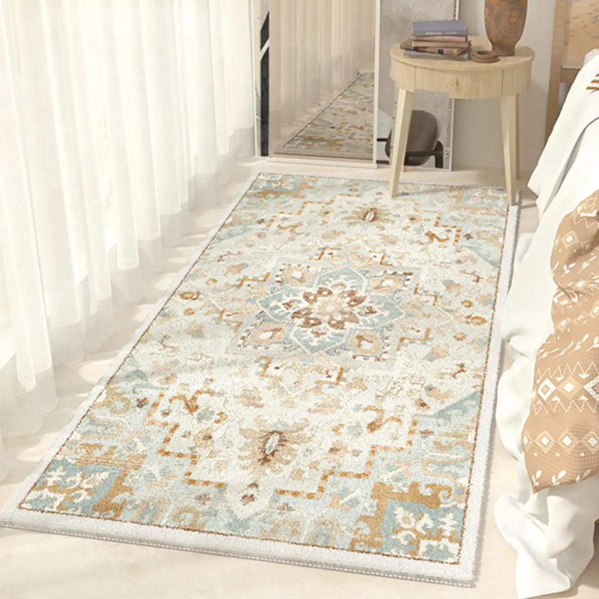 Boho Rectangular Cotton Gray Bedroom Area Rug Image - 19