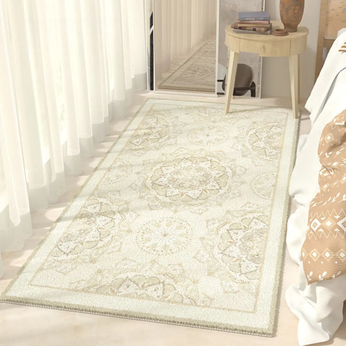 Boho Rectangular Cotton Gray Bedroom Area Rug Image - 4