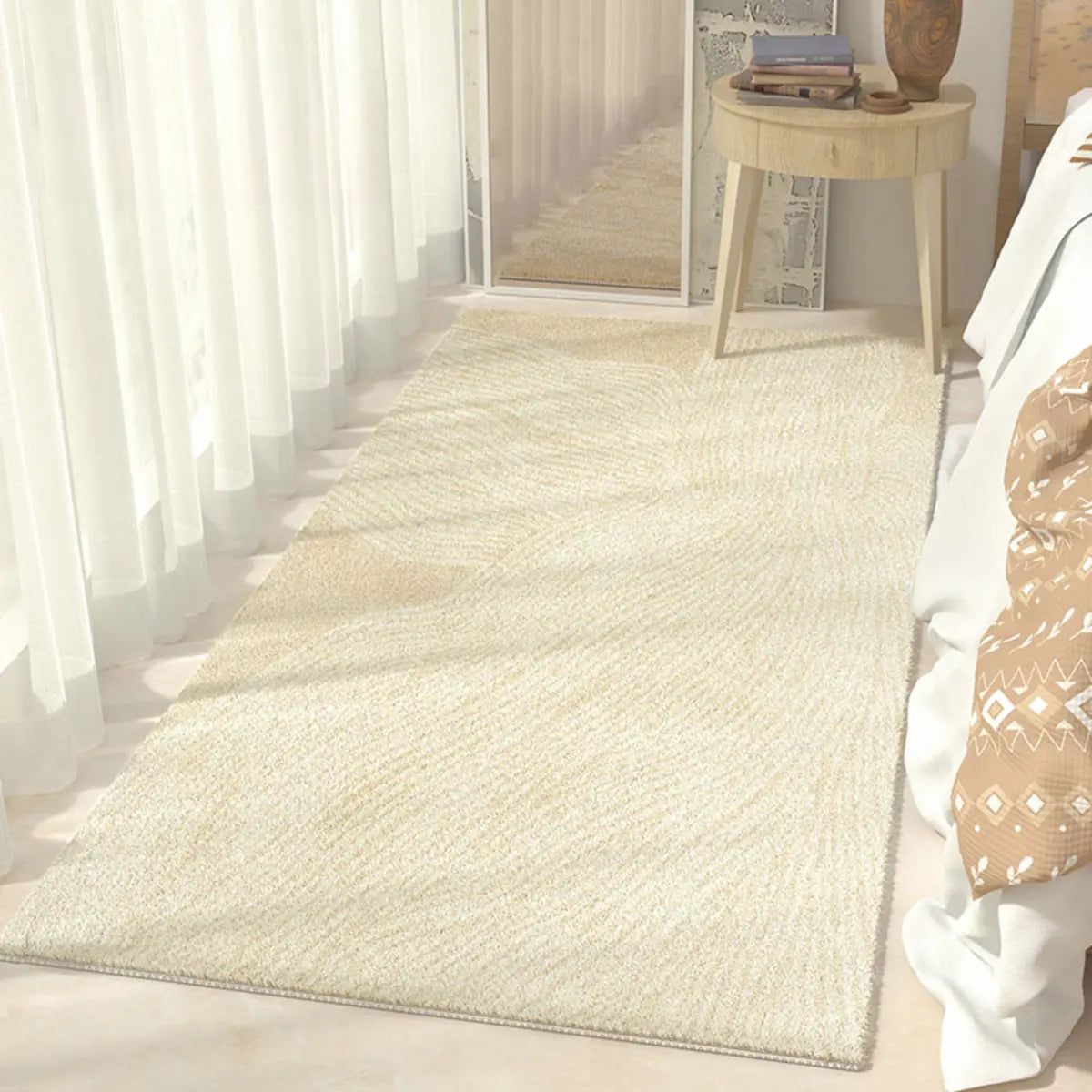 Boho Rectangular Cotton Gray Bedroom Area Rug Image - 9