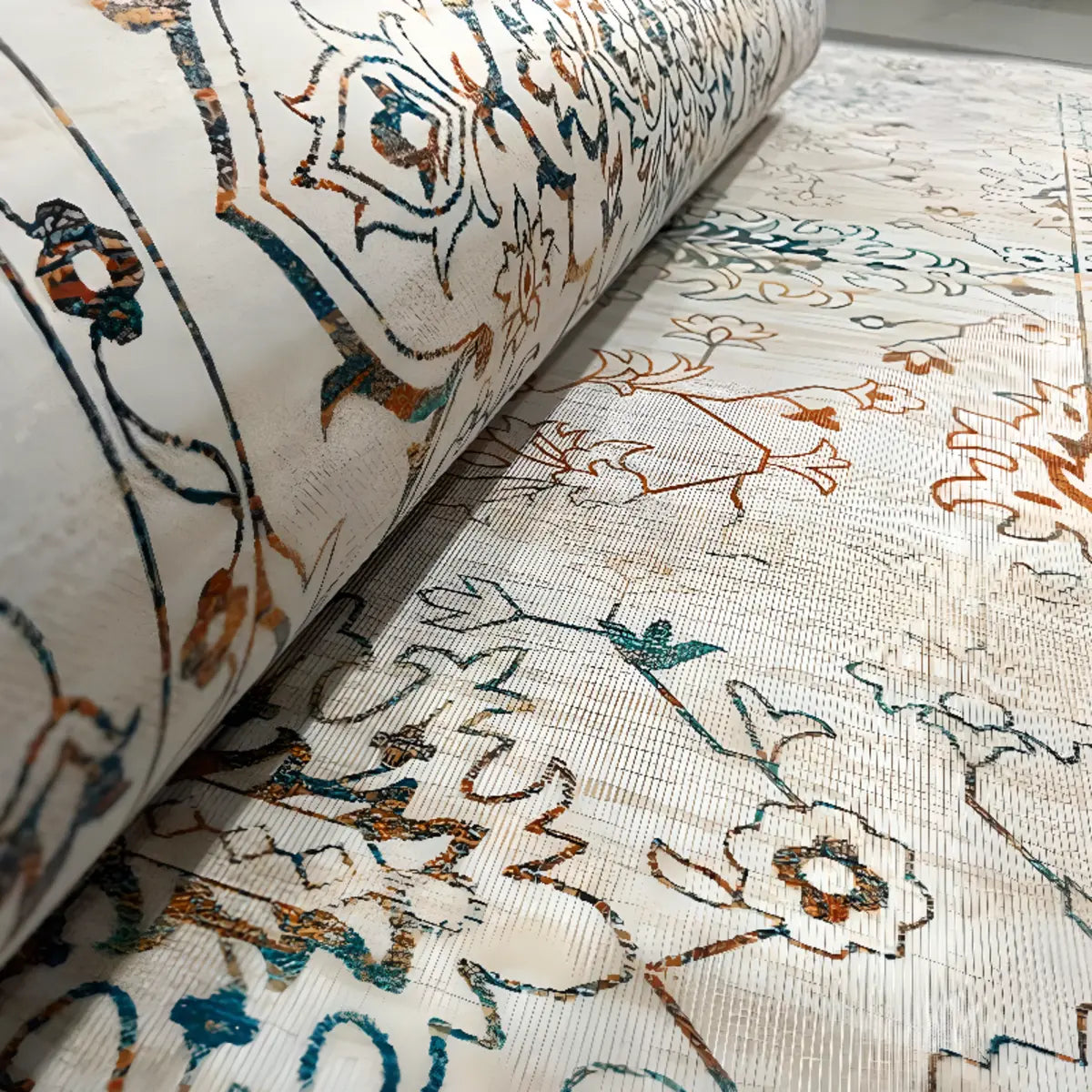 Boho Rectangular Polymer Geometric Aqua Area Rug Image - 12