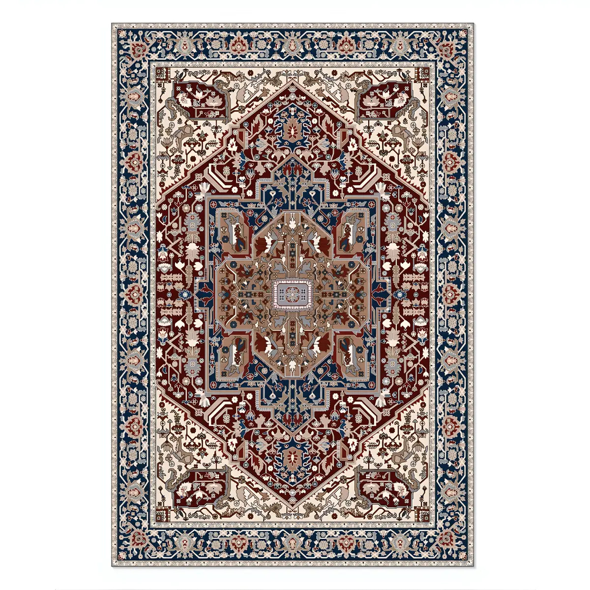 Boho Rectangular Polymer Geometric Aqua Area Rug Image - 15