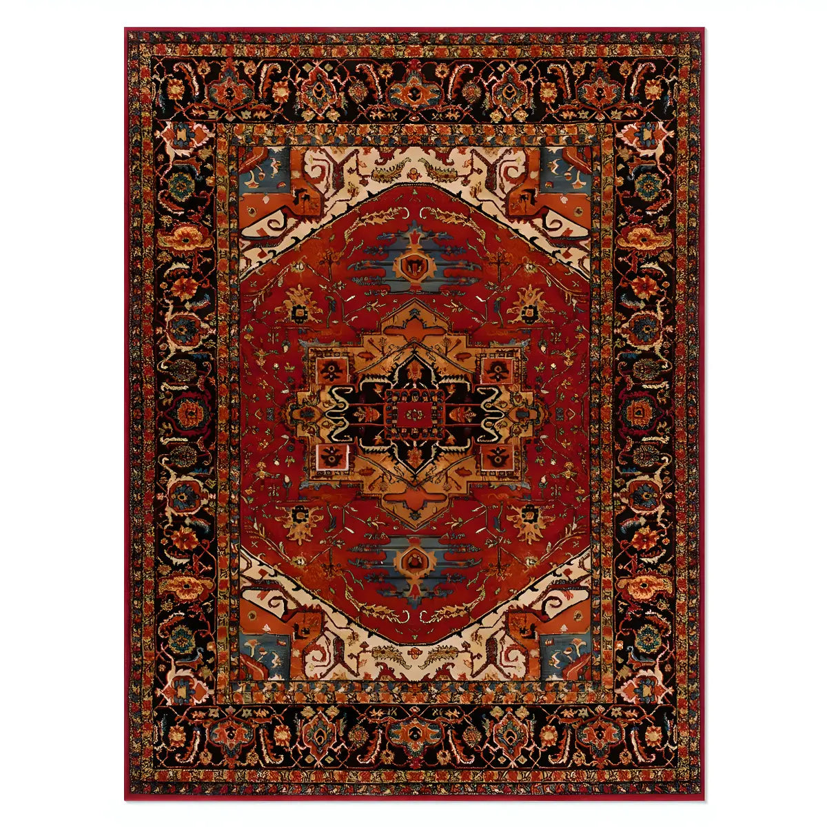 Boho Rectangular Polymer Geometric Aqua Area Rug Image - 17