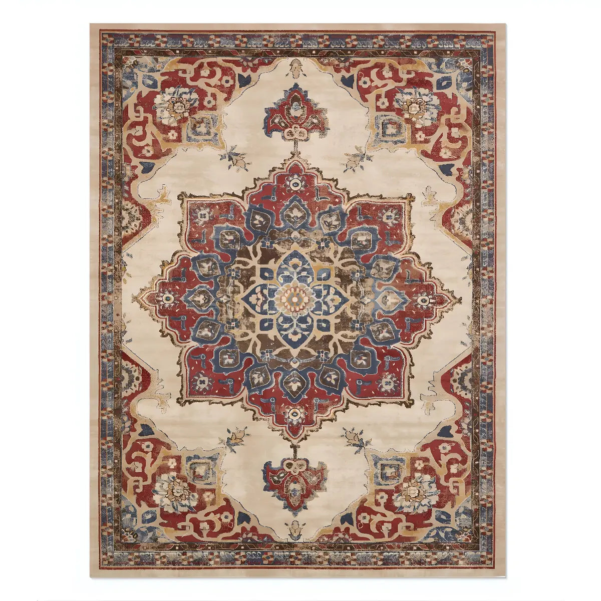 Boho Rectangular Polymer Geometric Aqua Area Rug Image - 18