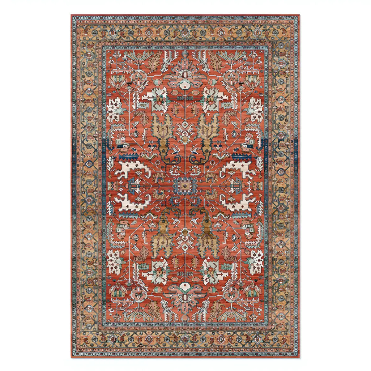 Boho Rectangular Polymer Geometric Aqua Area Rug Image - 2