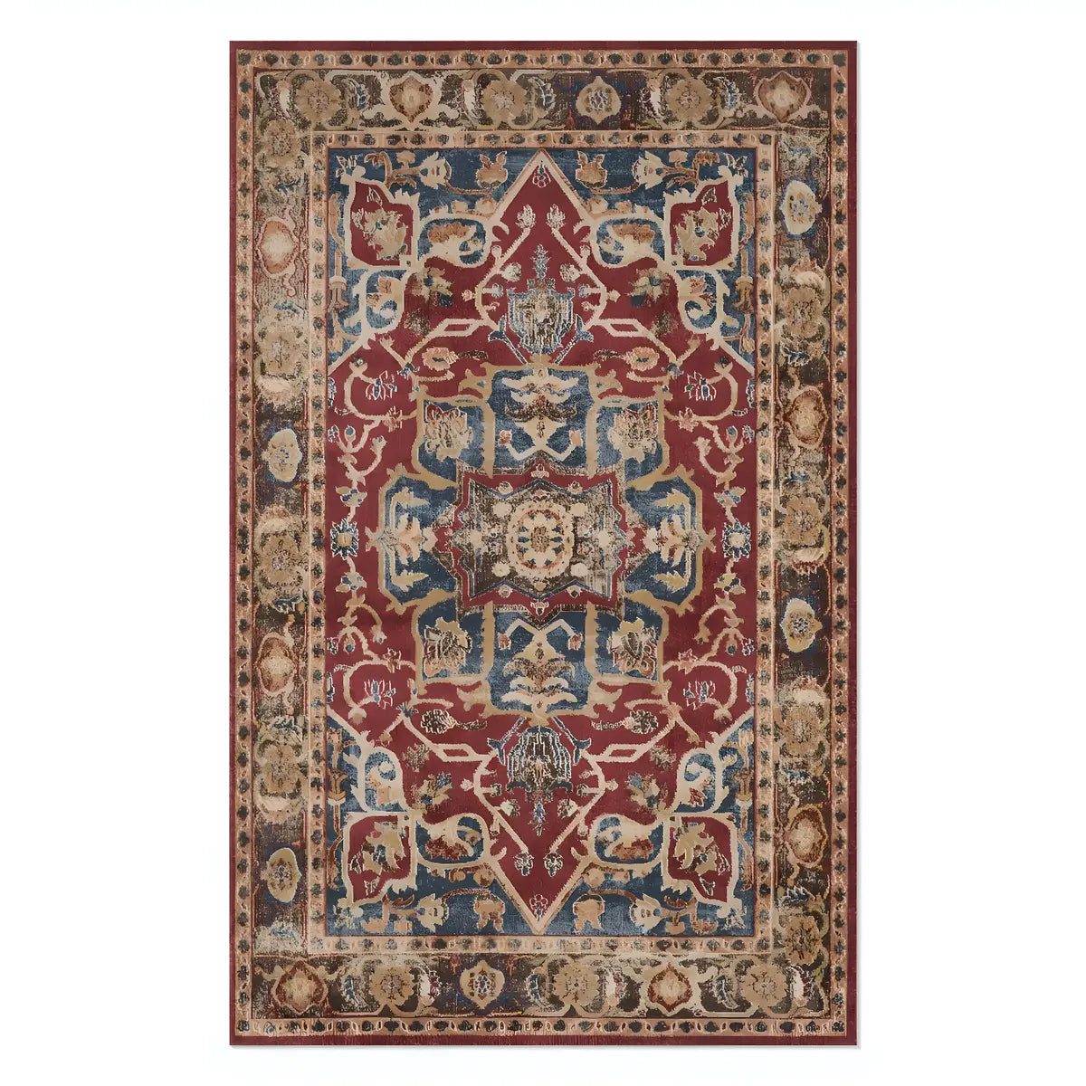Boho Rectangular Polymer Geometric Aqua Area Rug Image - 23