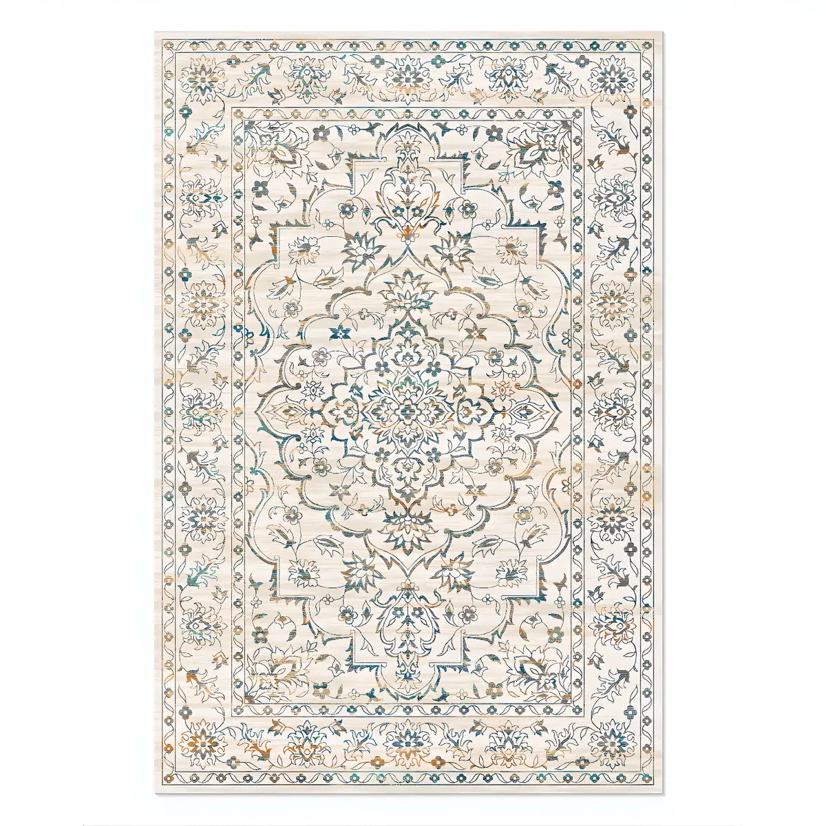 Boho Rectangular Polymer Geometric Aqua Area Rug Image - 5
