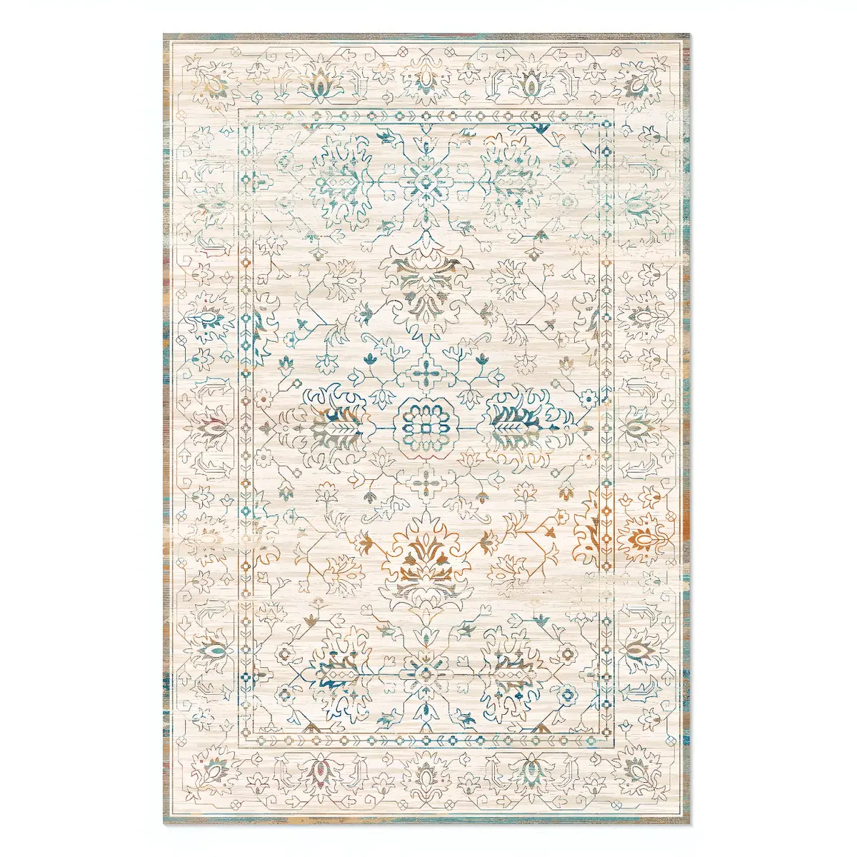 Boho Rectangular Polymer Geometric Aqua Area Rug Image - 7