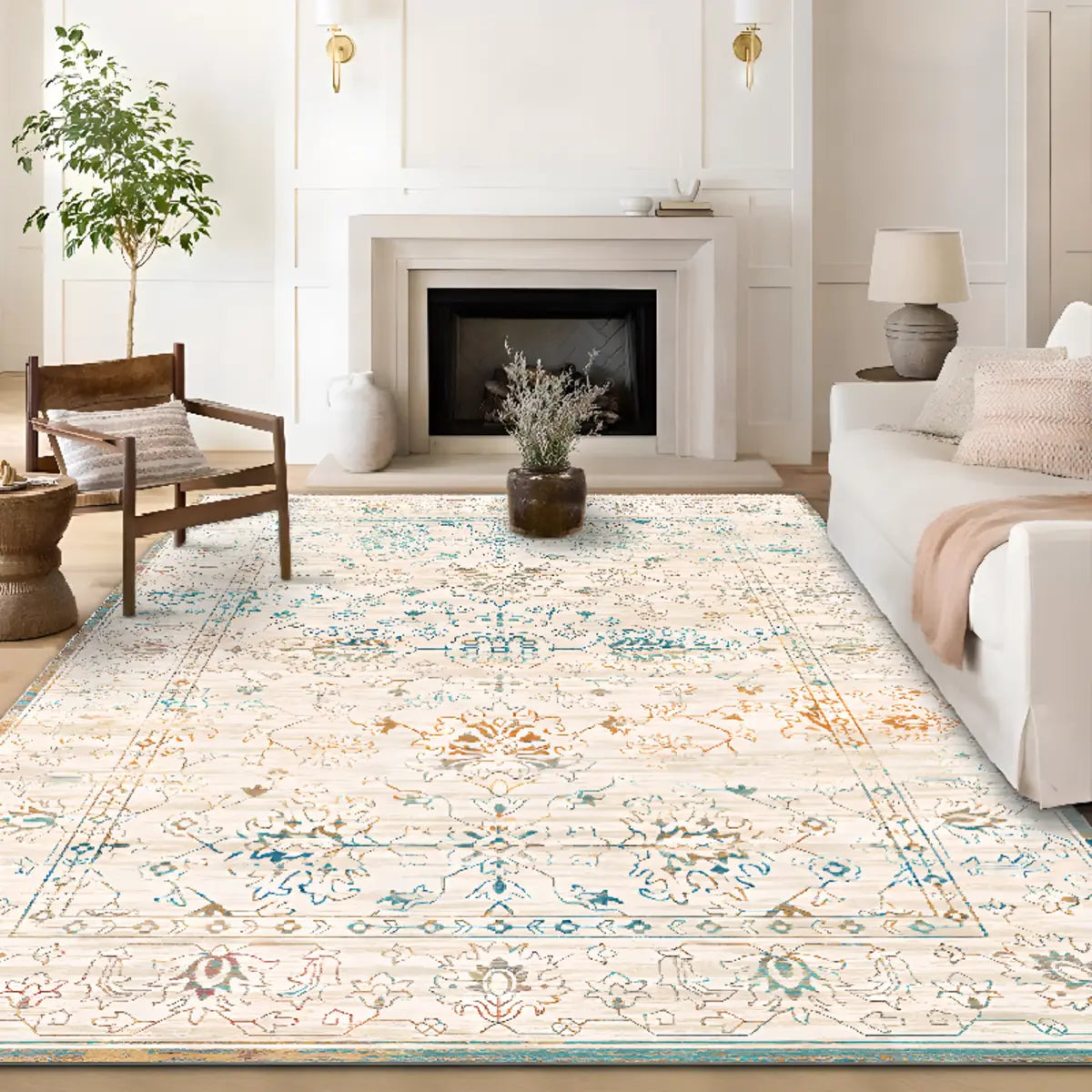 Boho Rectangular Polymer Geometric Aqua Area Rug Image - 8