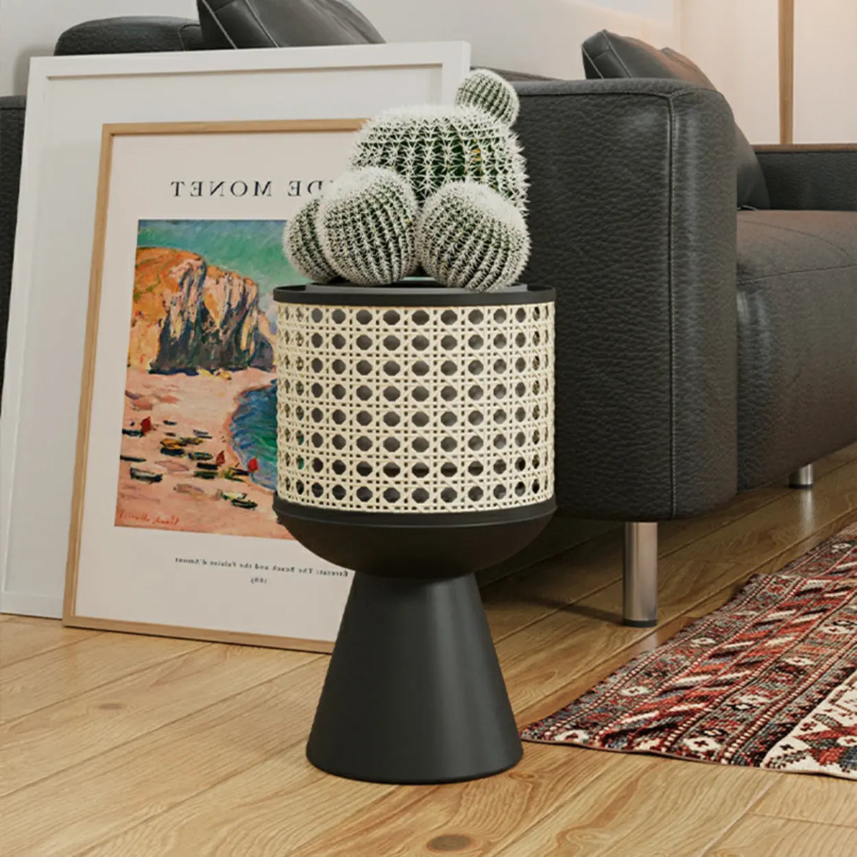 Boho Round Metal Pedestal Black 1 Tier Plant Stand Image - 3