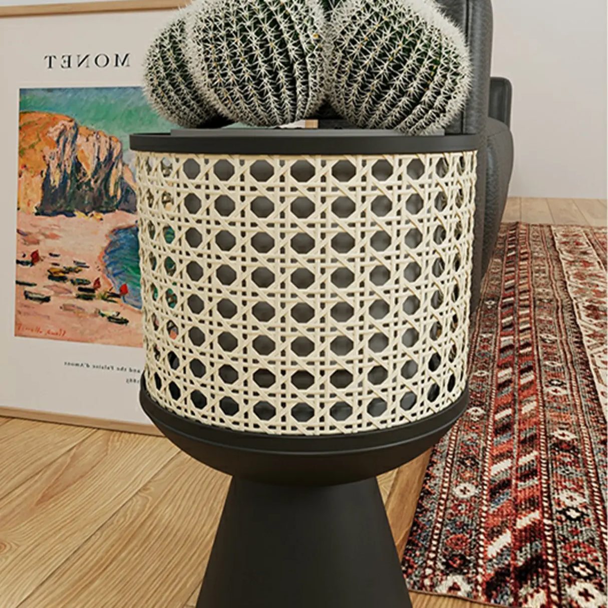 Boho Round Metal Pedestal Black 1 Tier Plant Stand Image - 7