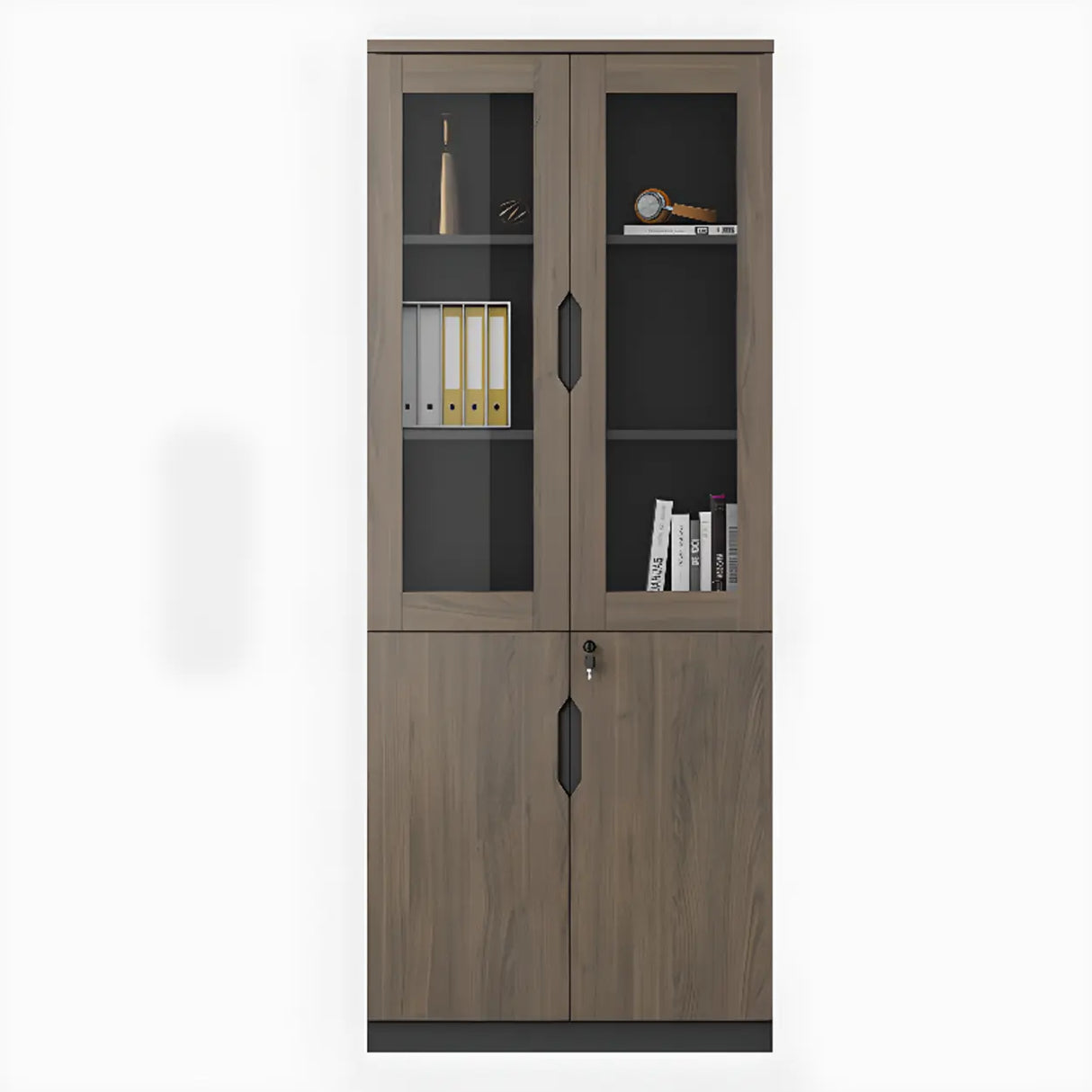 Bookcase Included Tall Vertical Wood Brown Filing Cabinet Image - 2
