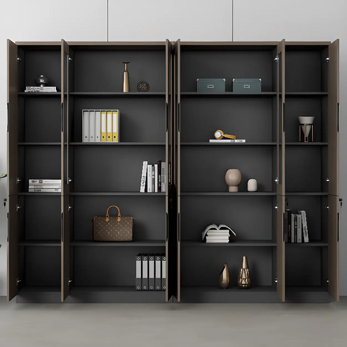 Bookcase Included Tall Vertical Wood Brown Filing Cabinet Image - 4