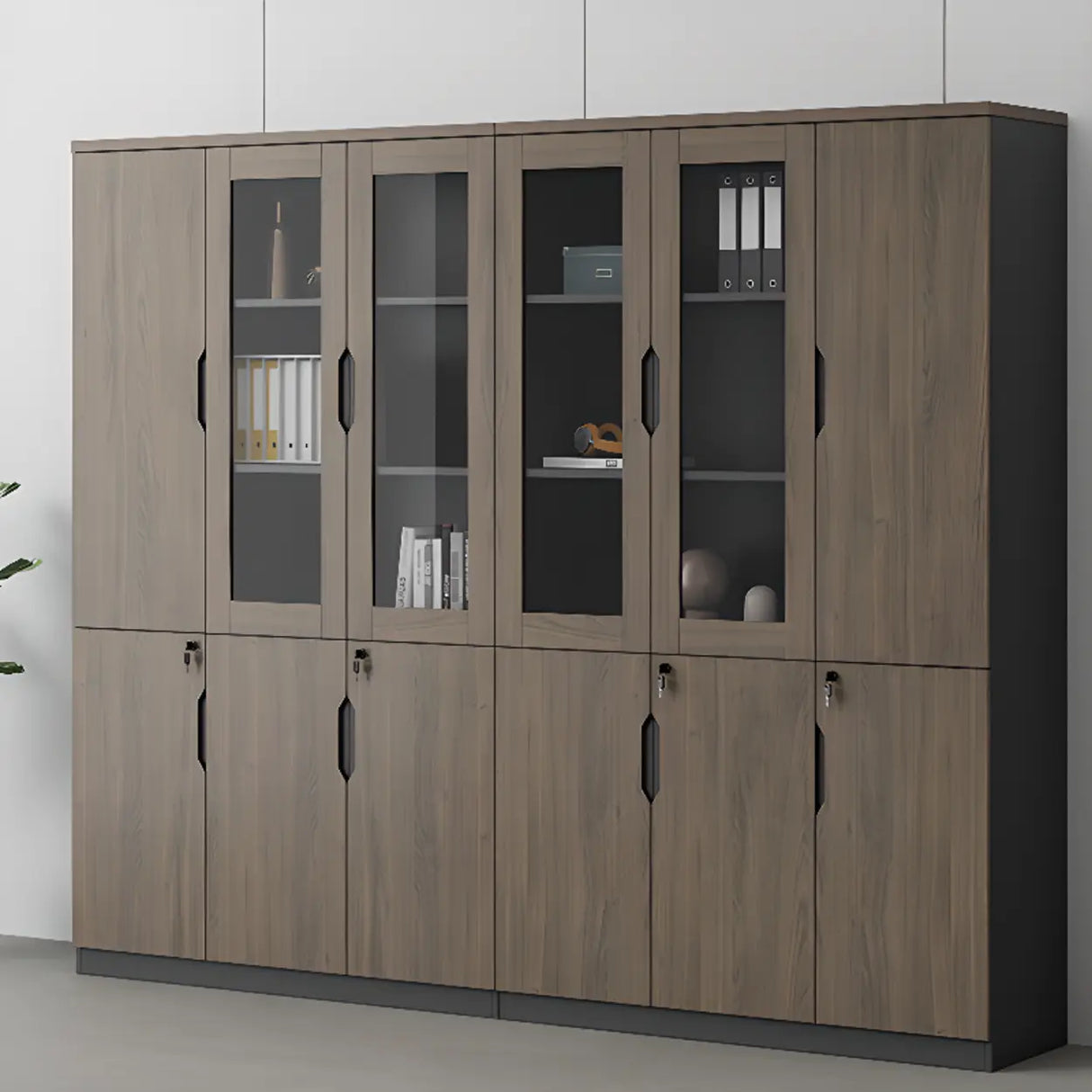 Bookcase Included Tall Vertical Wood Brown Filing Cabinet Image - 6