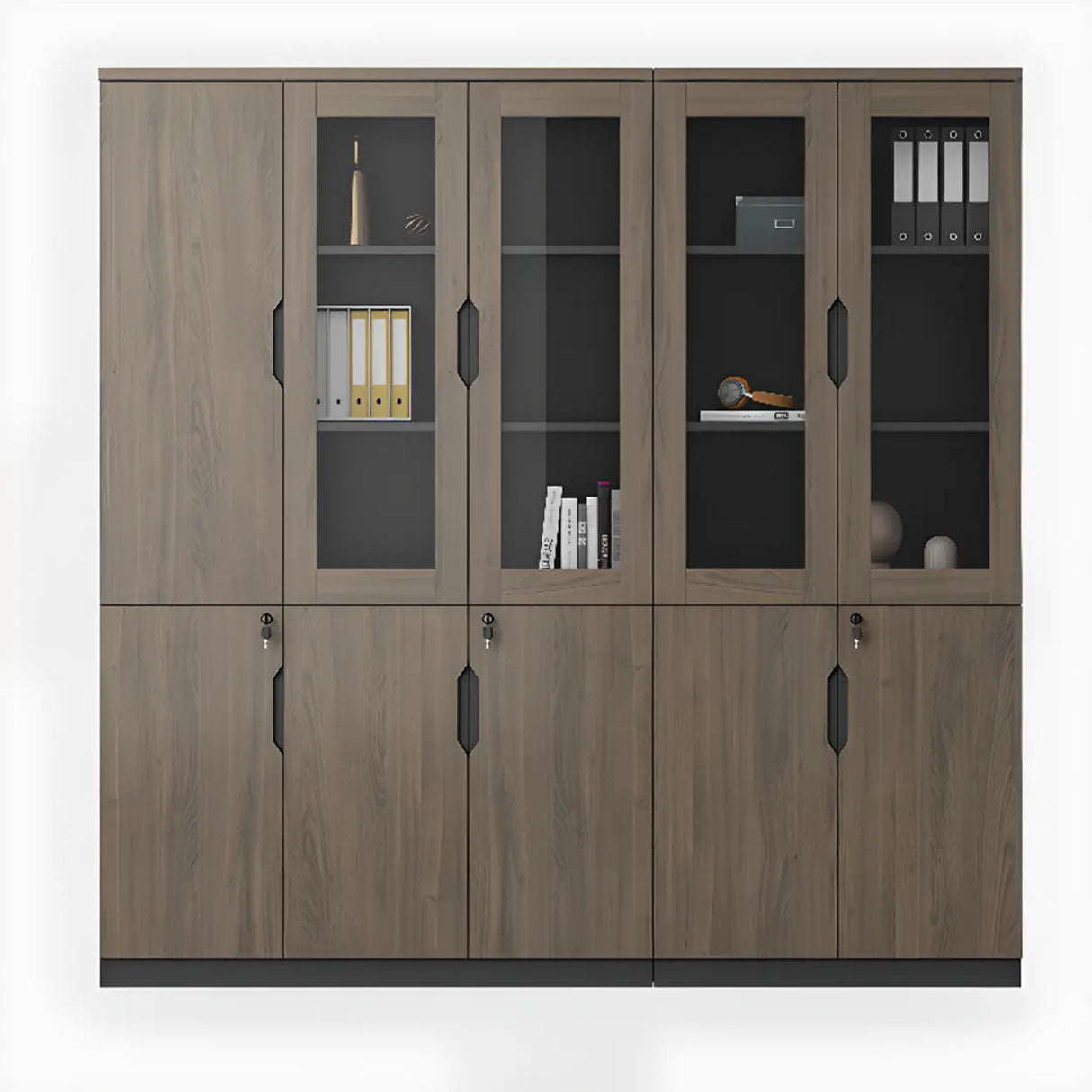 Bookcase Included Tall Vertical Wood Brown Filing Cabinet Image - 7