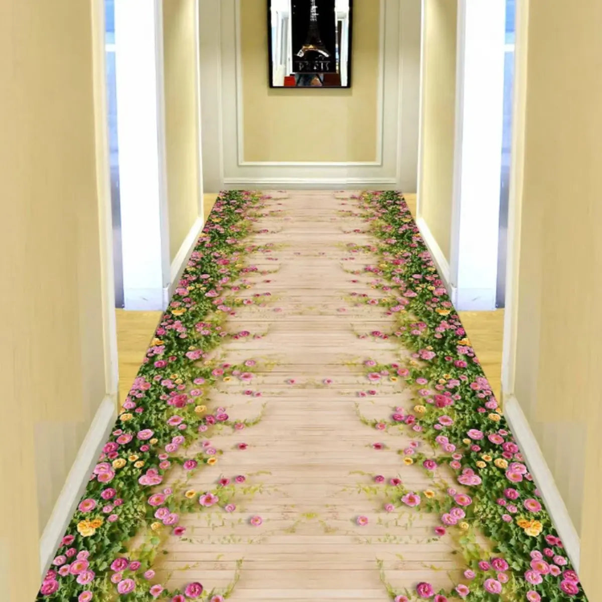 Botanical Rectangular Fabric Green Hallway Area Rug Image - 13