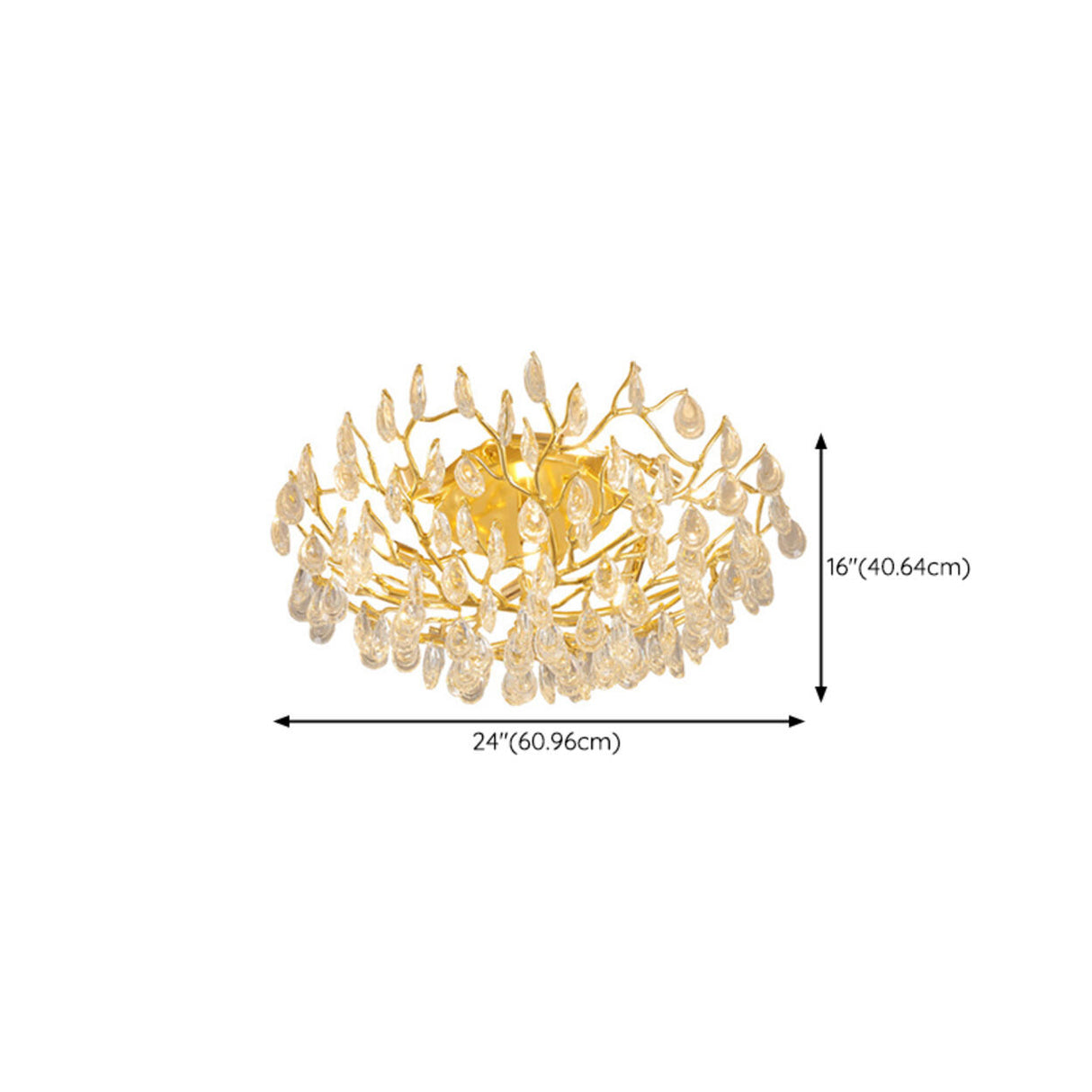 Bowl-Shaped Gold Crystal Semi-Flush Mount Ceiling Light