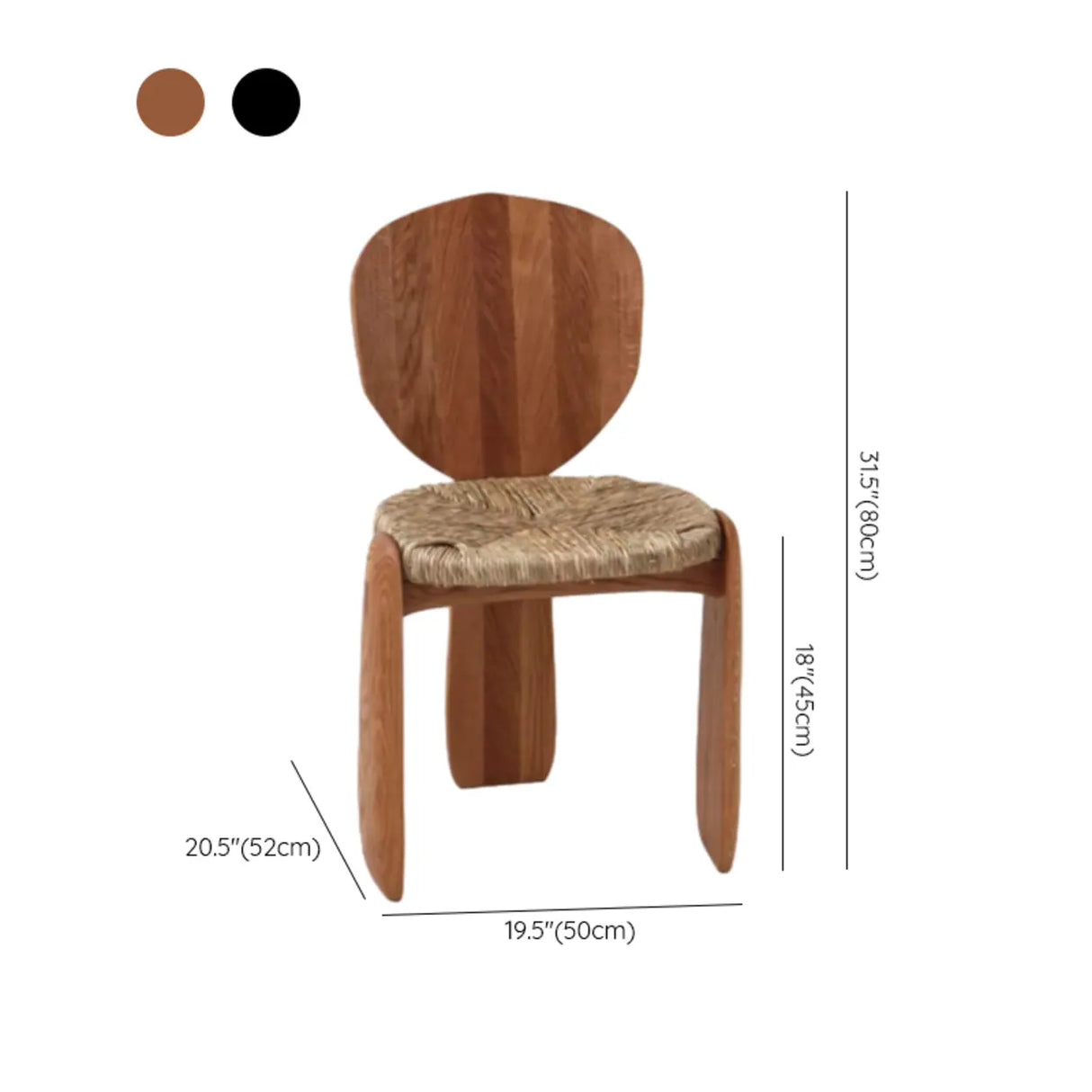 Braided Rope Three Leg Wooden Armless Dining Chair