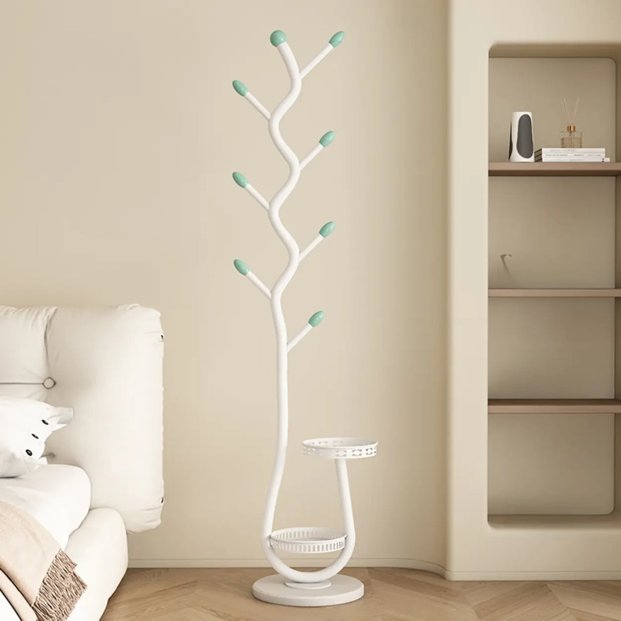 Branch Metal Shelves and Hooks Coat Rack with Storage Image - 11