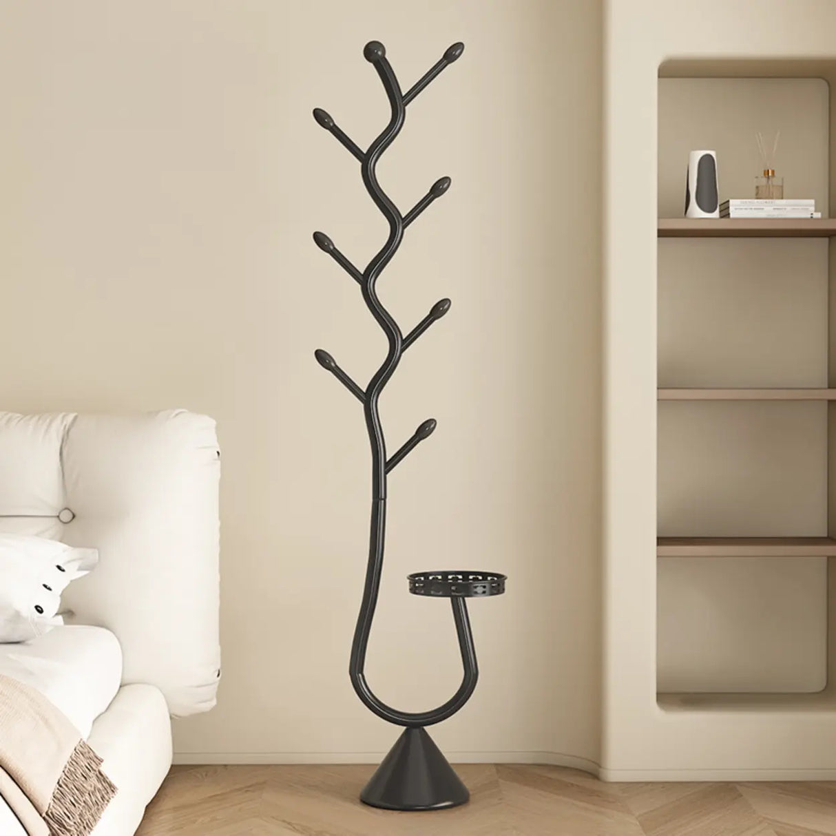 Branch Metal Shelves and Hooks Coat Rack with Storage Image - 3