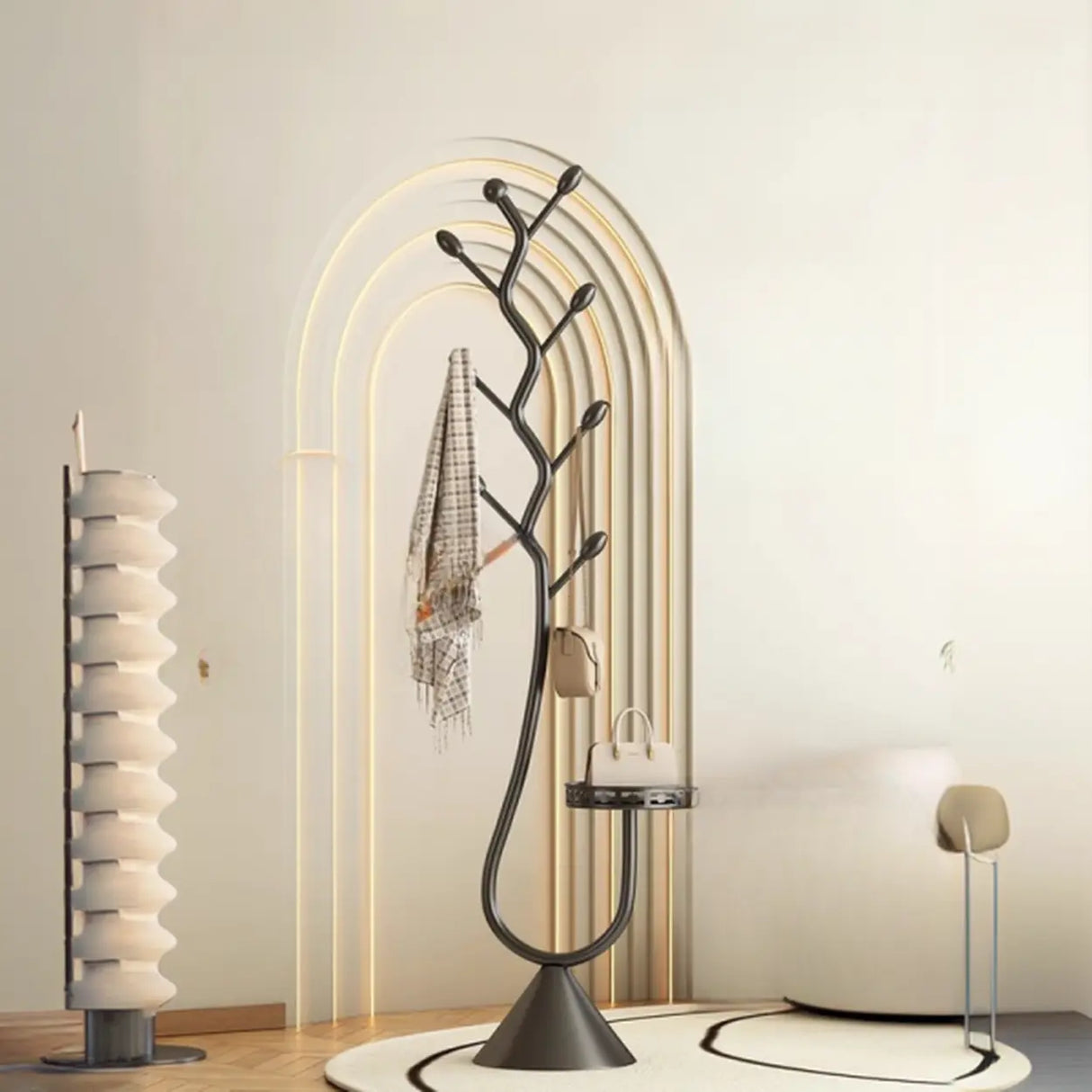 Branch Metal Shelves and Hooks Coat Rack with Storage Image - 4