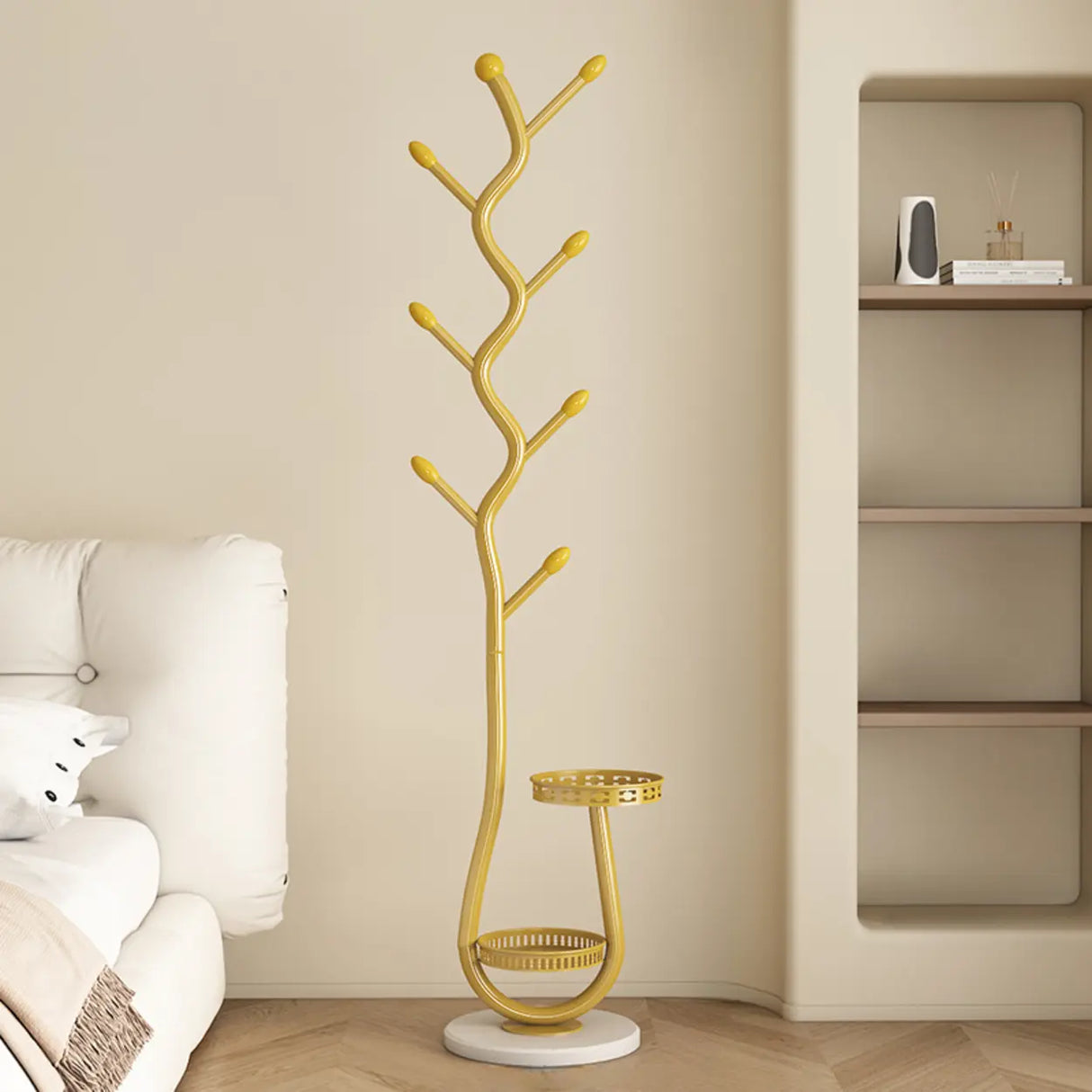 Branch Metal Shelves and Hooks Coat Rack with Storage Image - 7