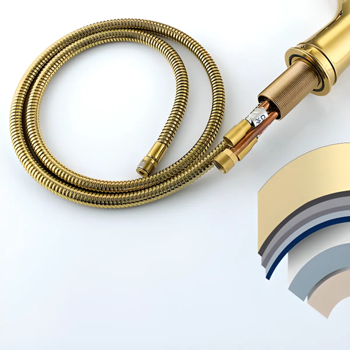 Brass Curved Dark Gold Vessel Sink Faucet with Handle Image - 4