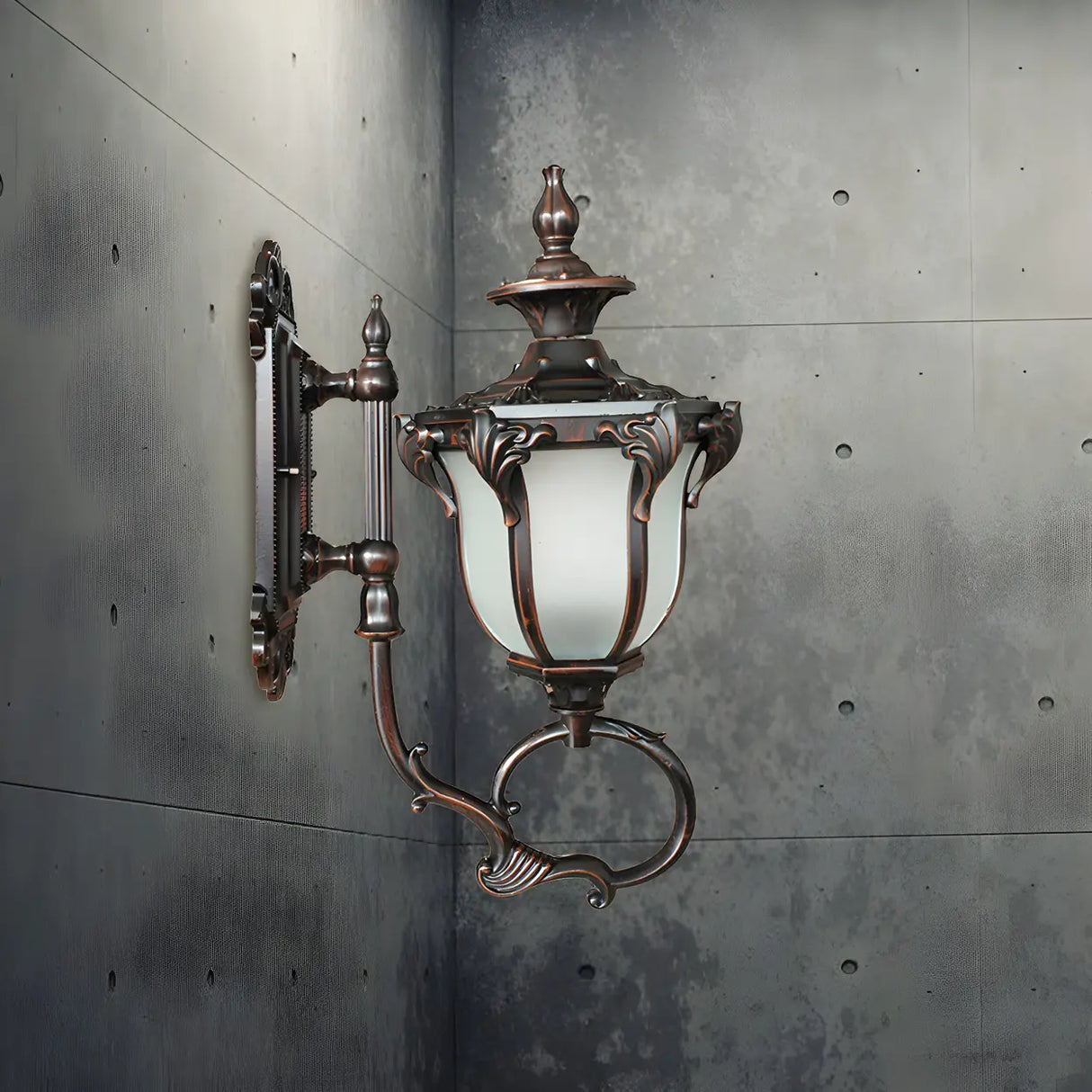 Brass Finish Rustic Trophies External Metal Wall Sconce Image - 5