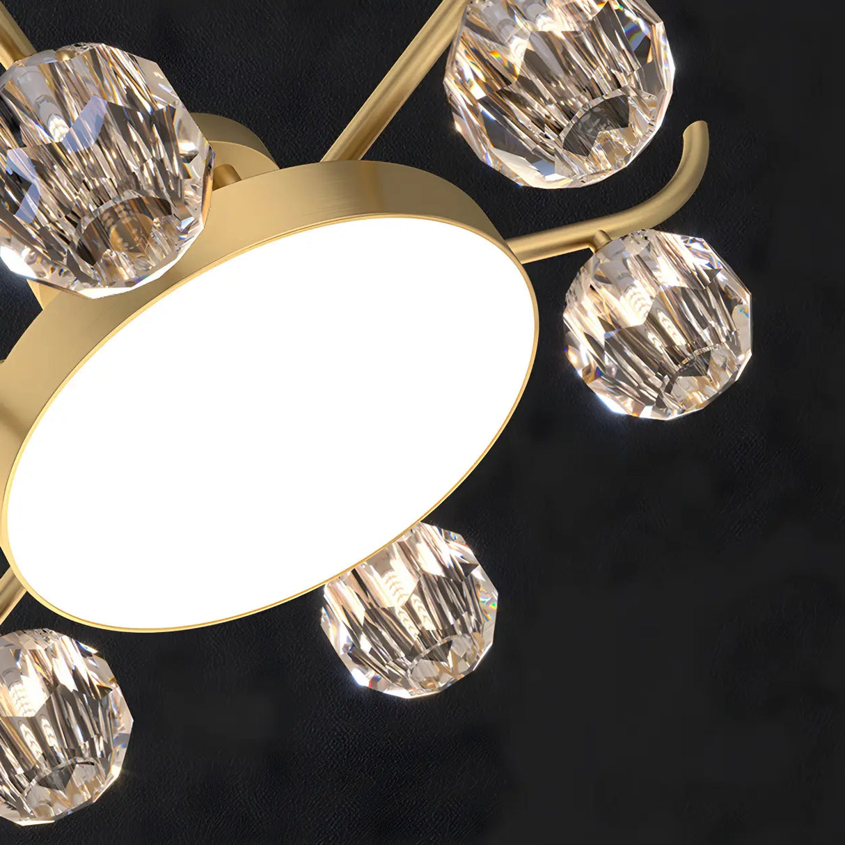 Brass Multi Ball Crystal Semi-Flush Mount Lamp 13-Lamp Image - 12