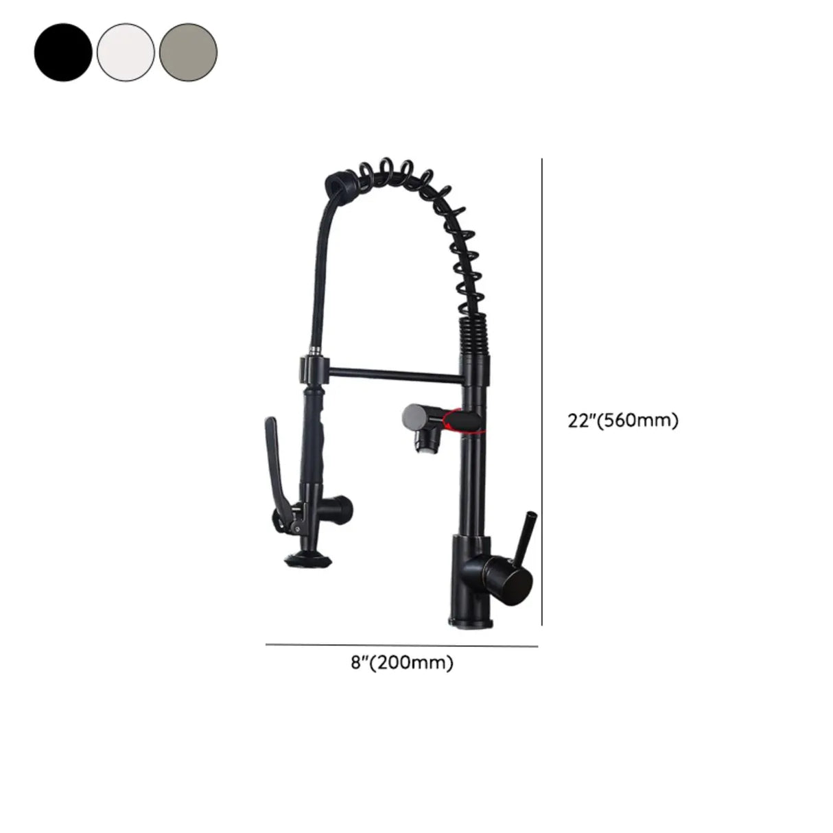 Brass Spring Neck Swivel Spout Kitchen Faucet with Spray