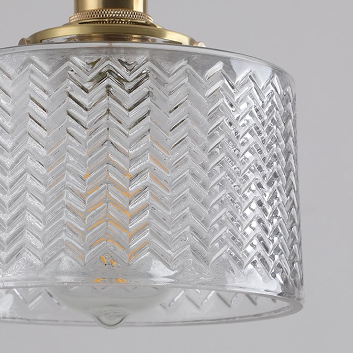 Brass Vintage Clear Glass Cylinder Pendant Light Set Image - 12