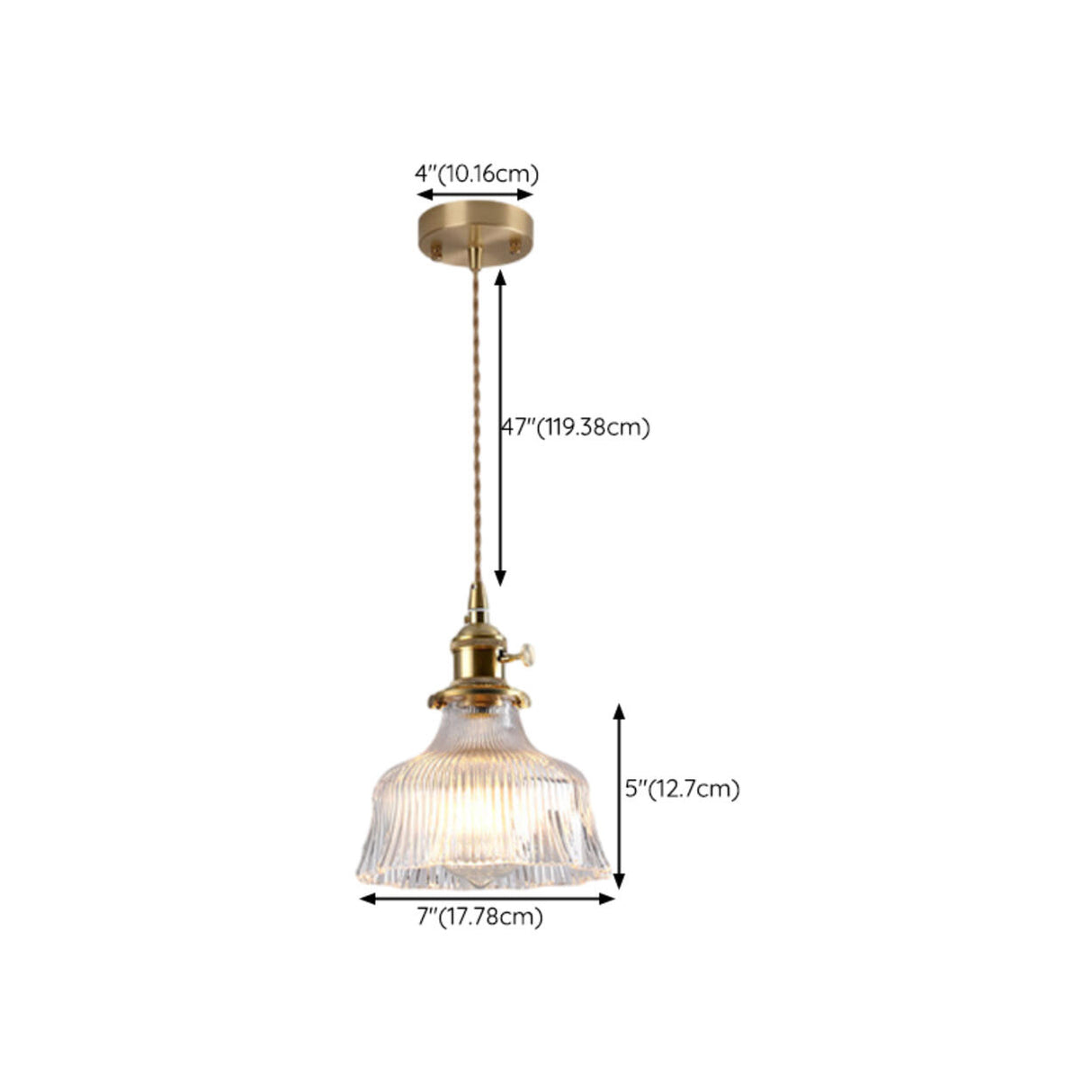Brass Vintage Clear Glass Cylinder Pendant Light Set Image - 17