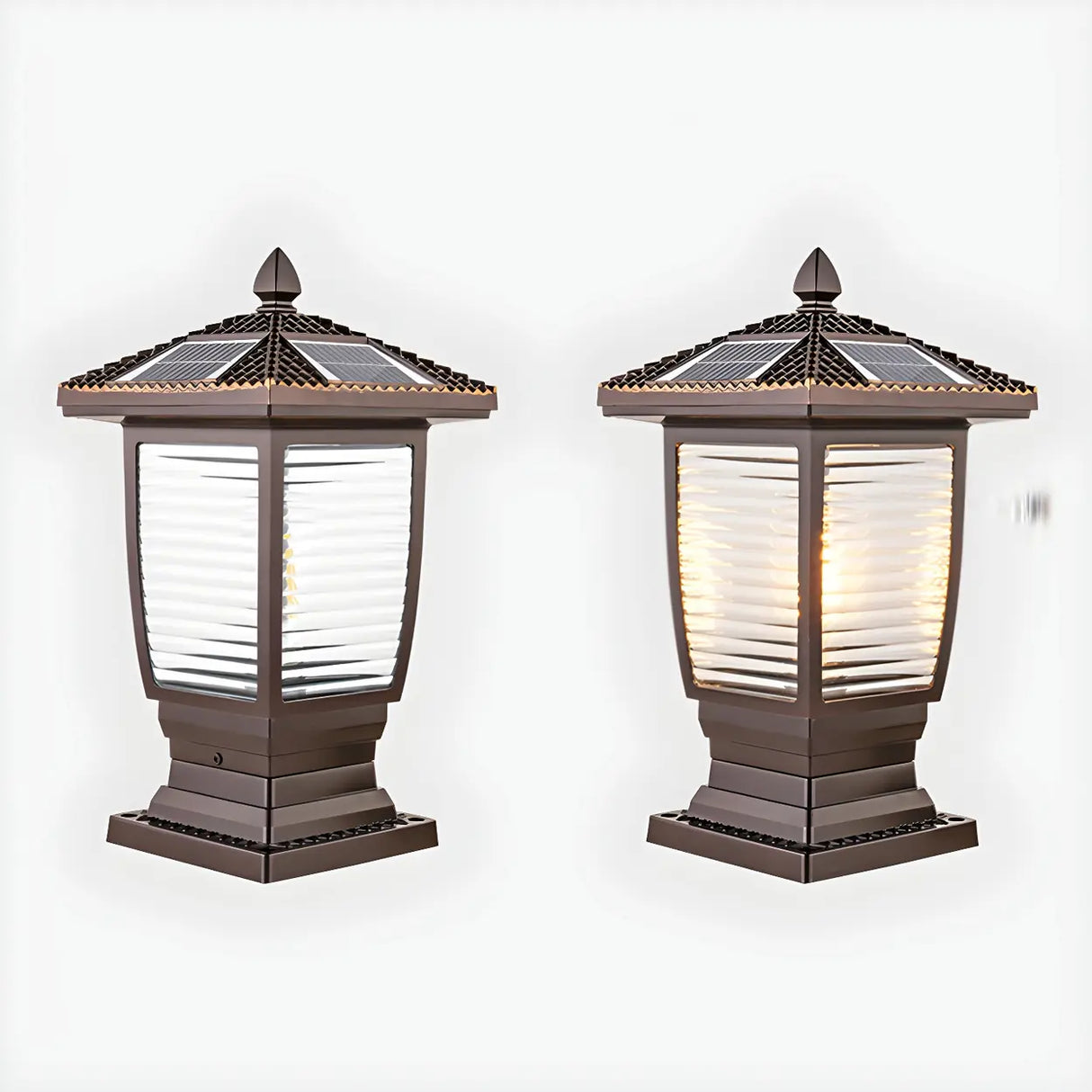 Bronze Finish Vintage Solar Lantern Outdoor Table Lamp Image - 10