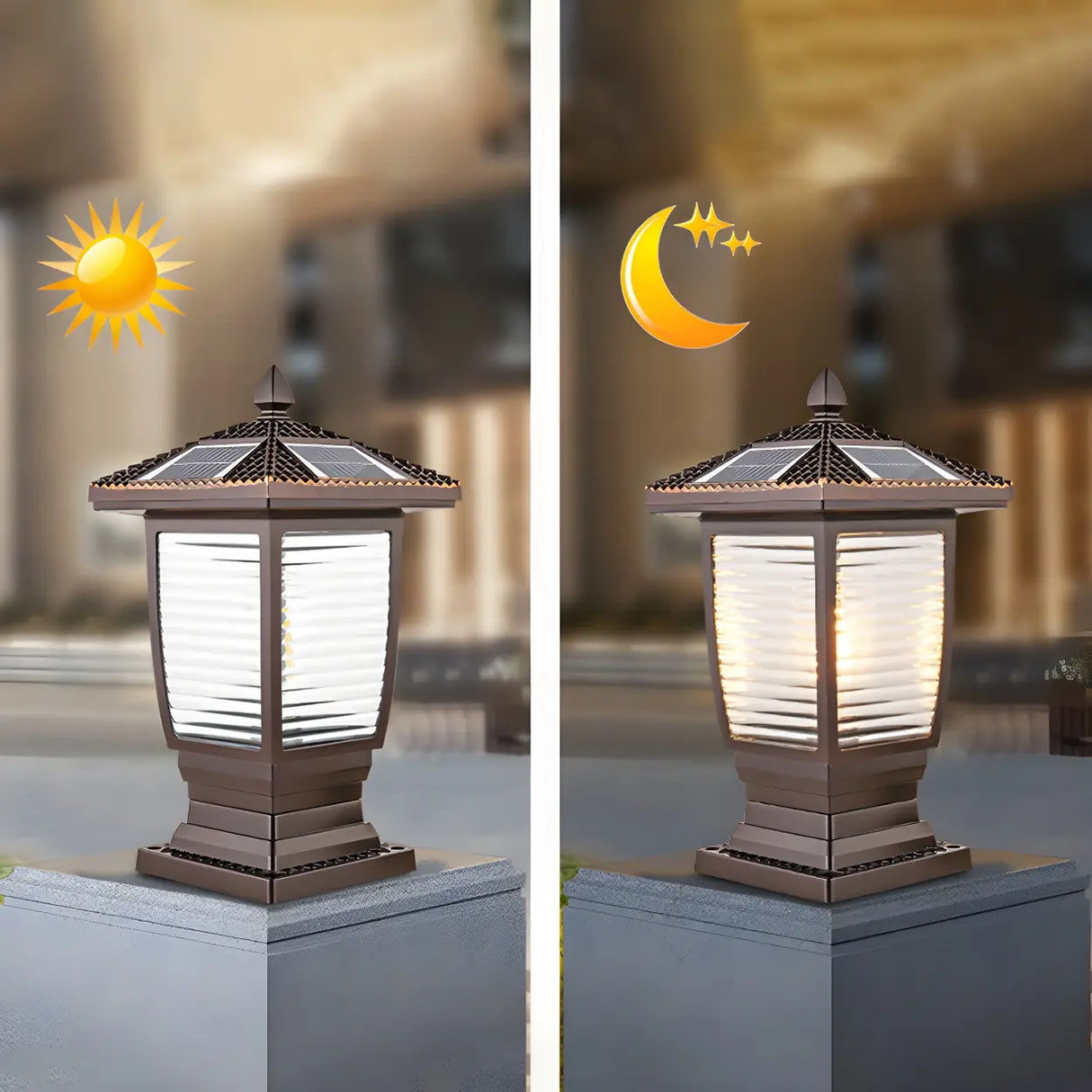 Bronze Finish Vintage Solar Lantern Outdoor Table Lamp Image - 15