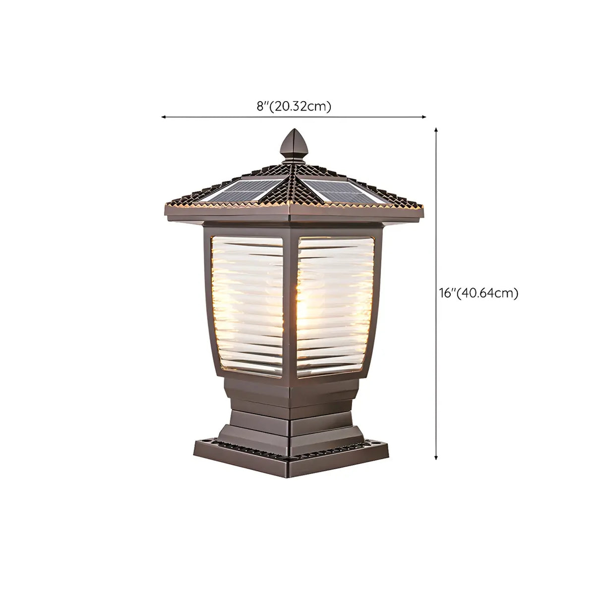 Bronze Finish Vintage Solar Lantern Outdoor Table Lamp Image - 18