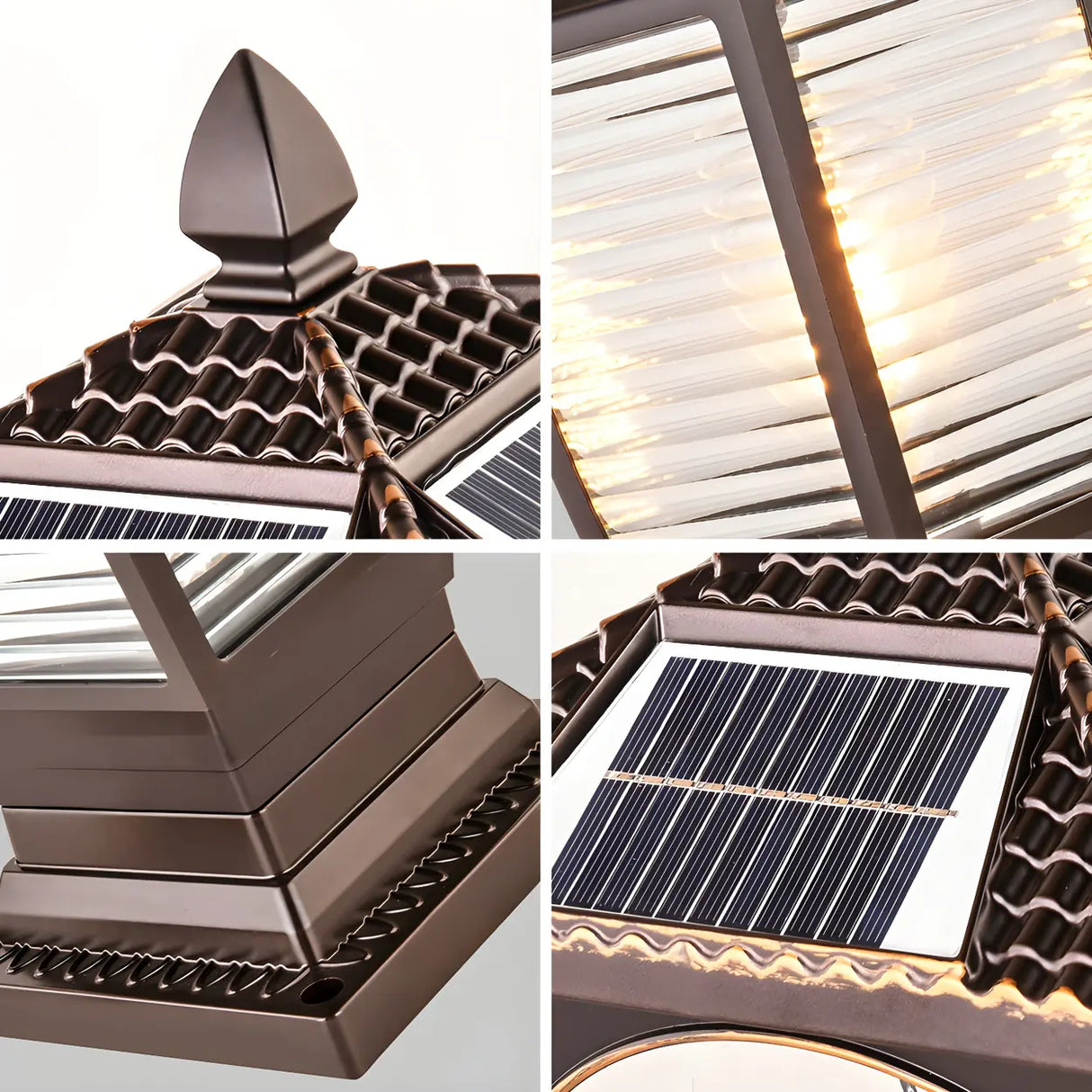 Bronze Finish Vintage Solar Lantern Outdoor Table Lamp Image - 5