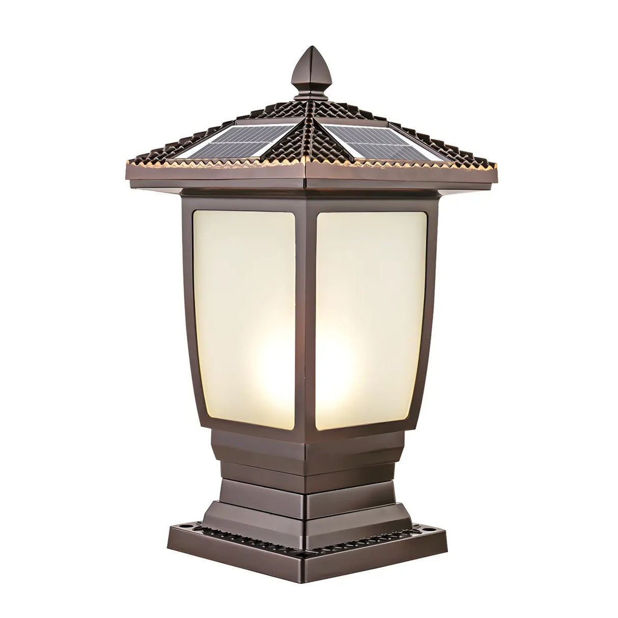 Bronze Finish Vintage Solar Lantern Outdoor Table Lamp Image - 6