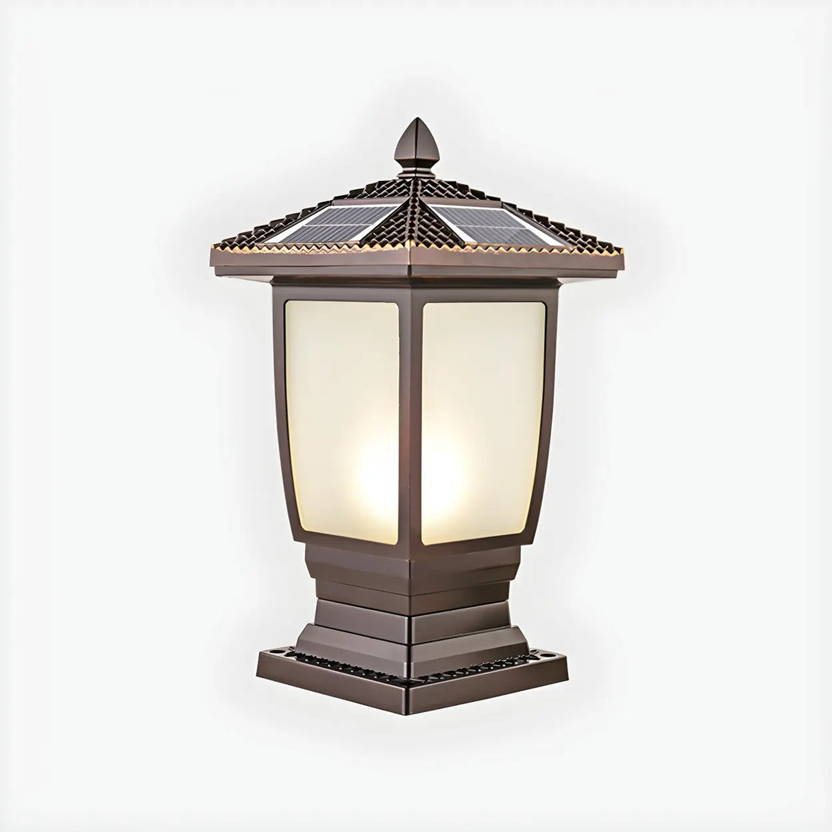 Bronze Finish Vintage Solar Lantern Outdoor Table Lamp Image - 8