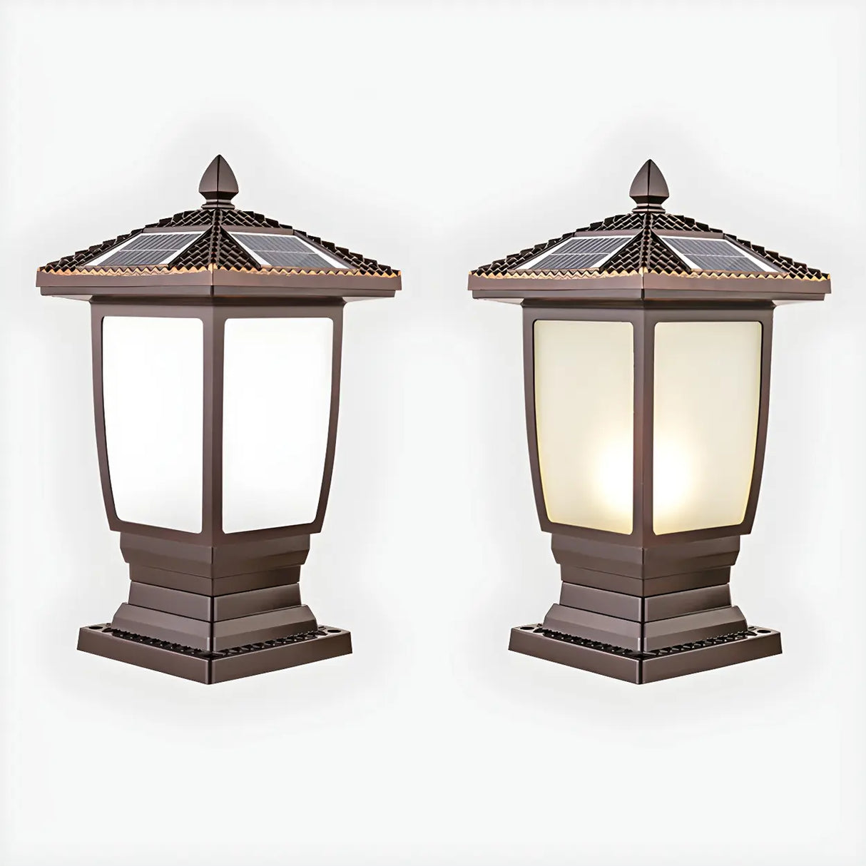 Bronze Finish Vintage Solar Lantern Outdoor Table Lamp Image - 9