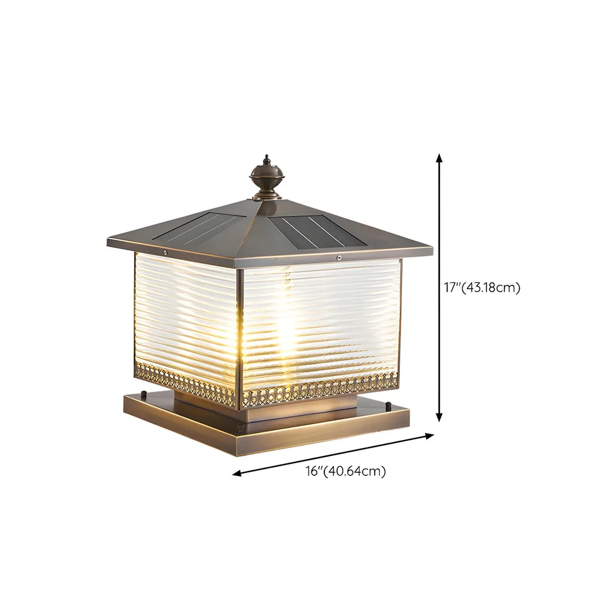 Bronze Finish Vintage Square Glass Patio Outdoor Lamp Image - 15